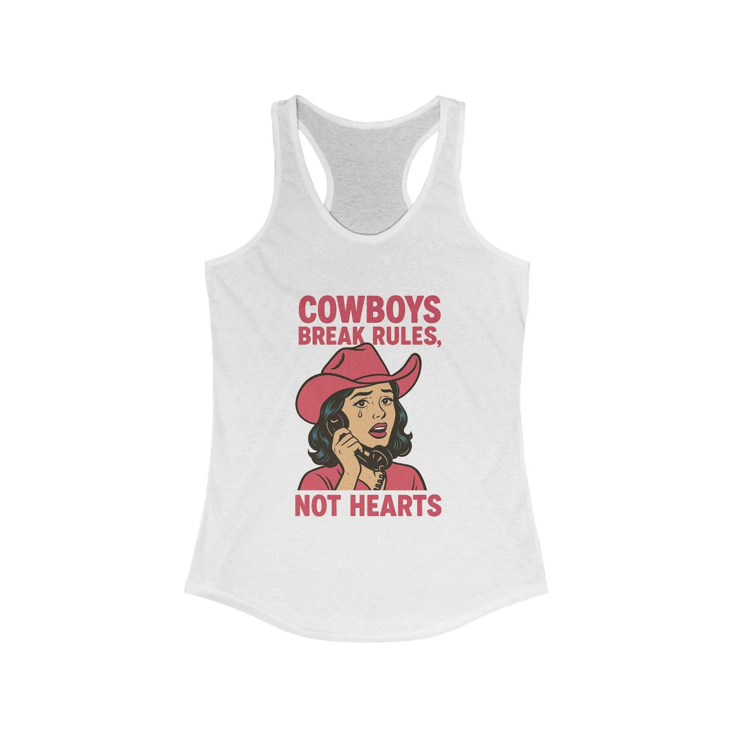 Vintage western 1950s pinup cowgirl "cowboys break rules, not hearts" png graphic digital download for sublimation or dtf