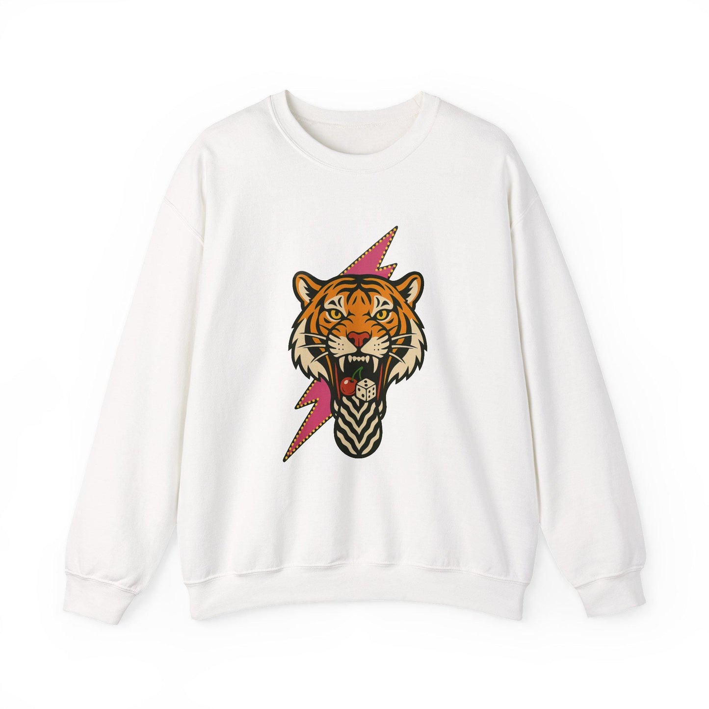 Dice and cherry mouth tiger lightning bolt PNG graphic INSTANT digital download for tshirt sublimation or dtf