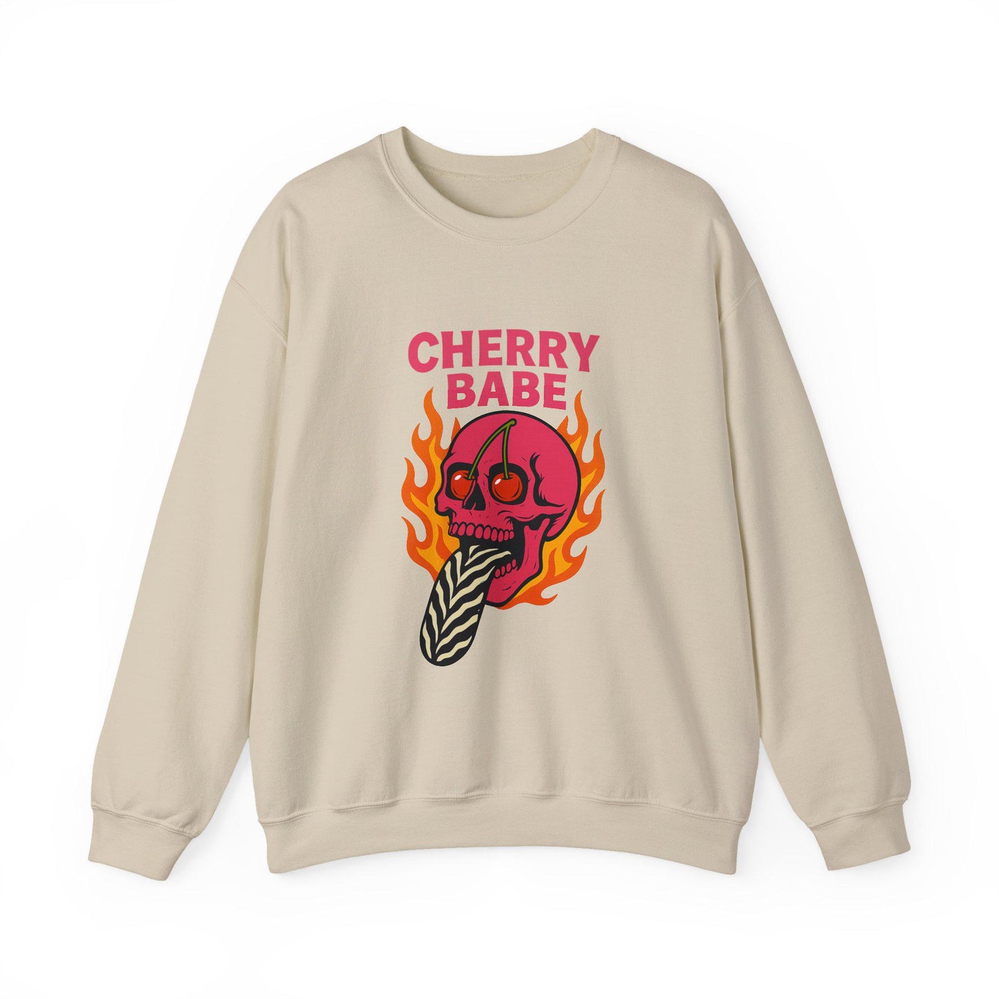 Edgy Cherry babe pink flaming skull zebra tongue PNG graphic INSTANT digital download for tshirt sublimation or dtf