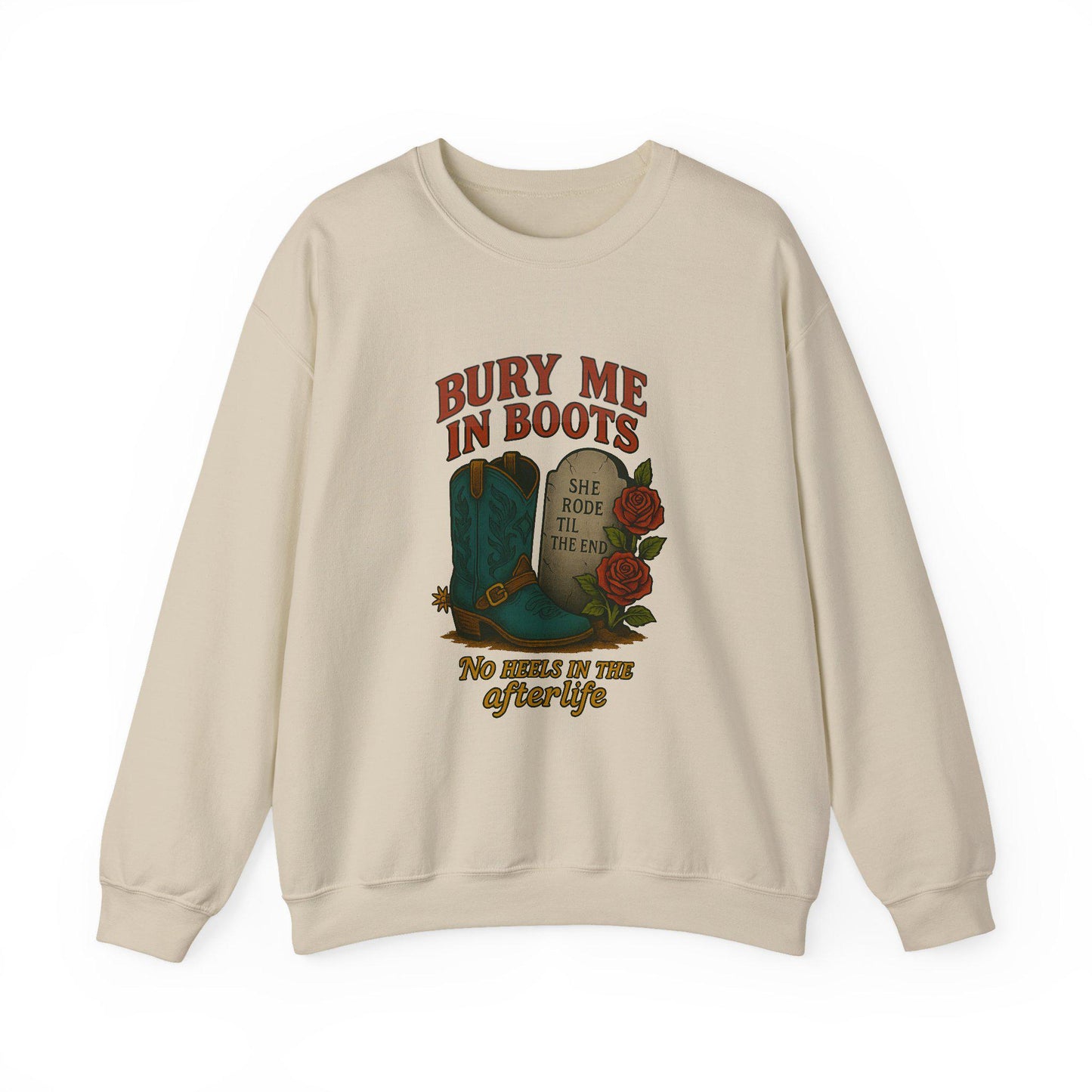 Western "bury me in boots, she rode til the end" cowgirl PNG graphic INSTANT digital download for tshirt sublimation or dtf