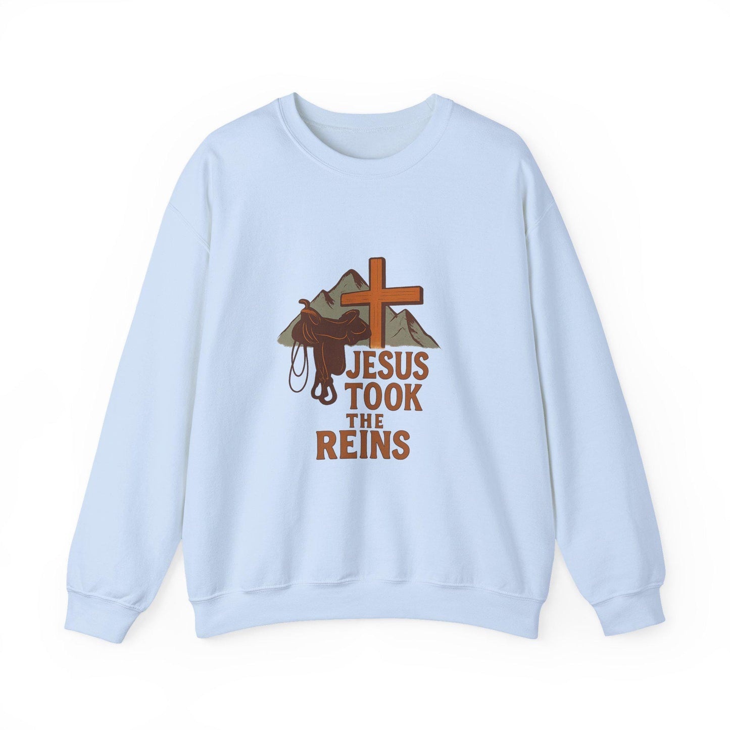 Western "Jesus took the reins" saddle cross and mountain PNG graphic INSTANT digital download for tshirt sublimation or dtf