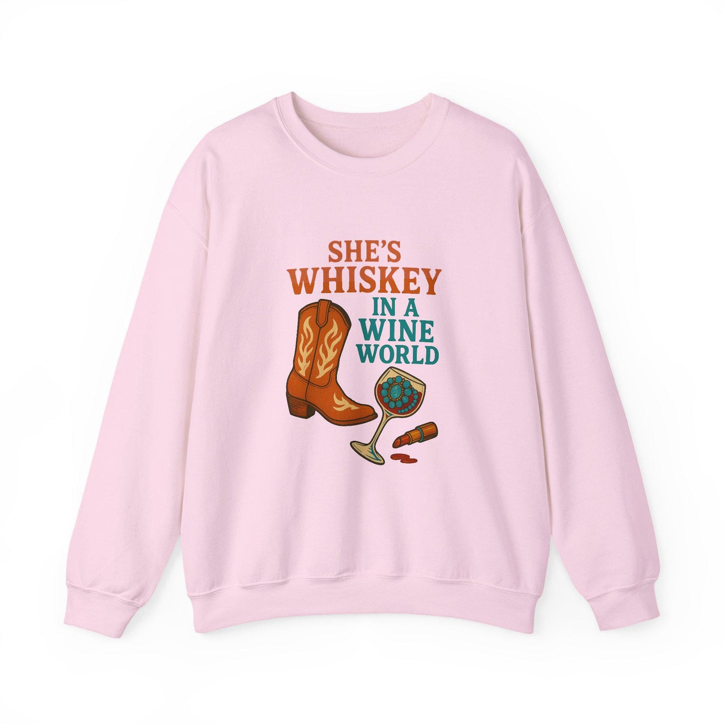 Western "shes whiskey in a wine world" cowgirl turquoise lipstick PNG graphic INSTANT digital download for tshirt sublimation or dtf