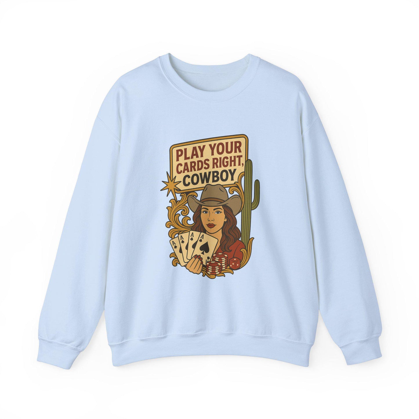 Western cowgirl casino "play your cards right" png graphic digital download for tshirt sublimation or dtf