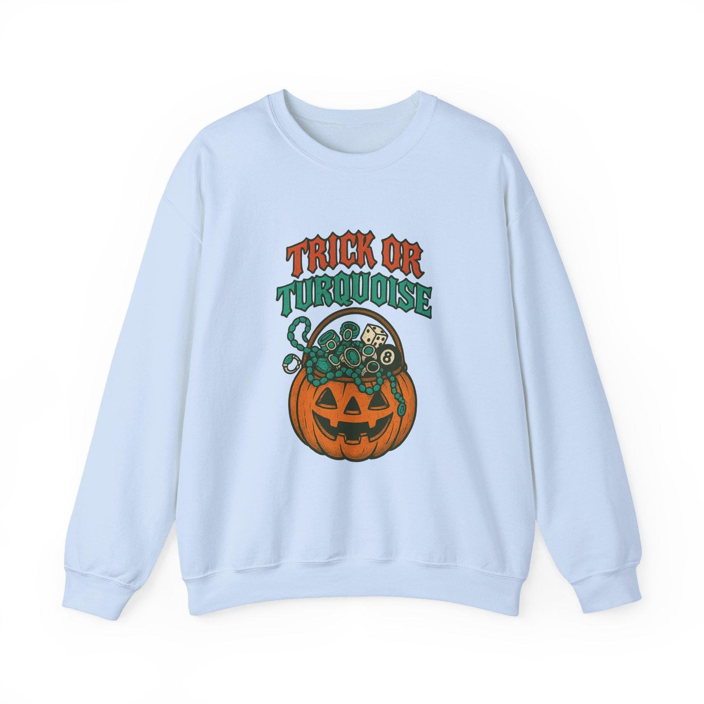 Halloween western cowgirl "trick or turquoise" 8ball dice pumpkin candy basket PNG graphic digital download for tshirt sublimation or dtf