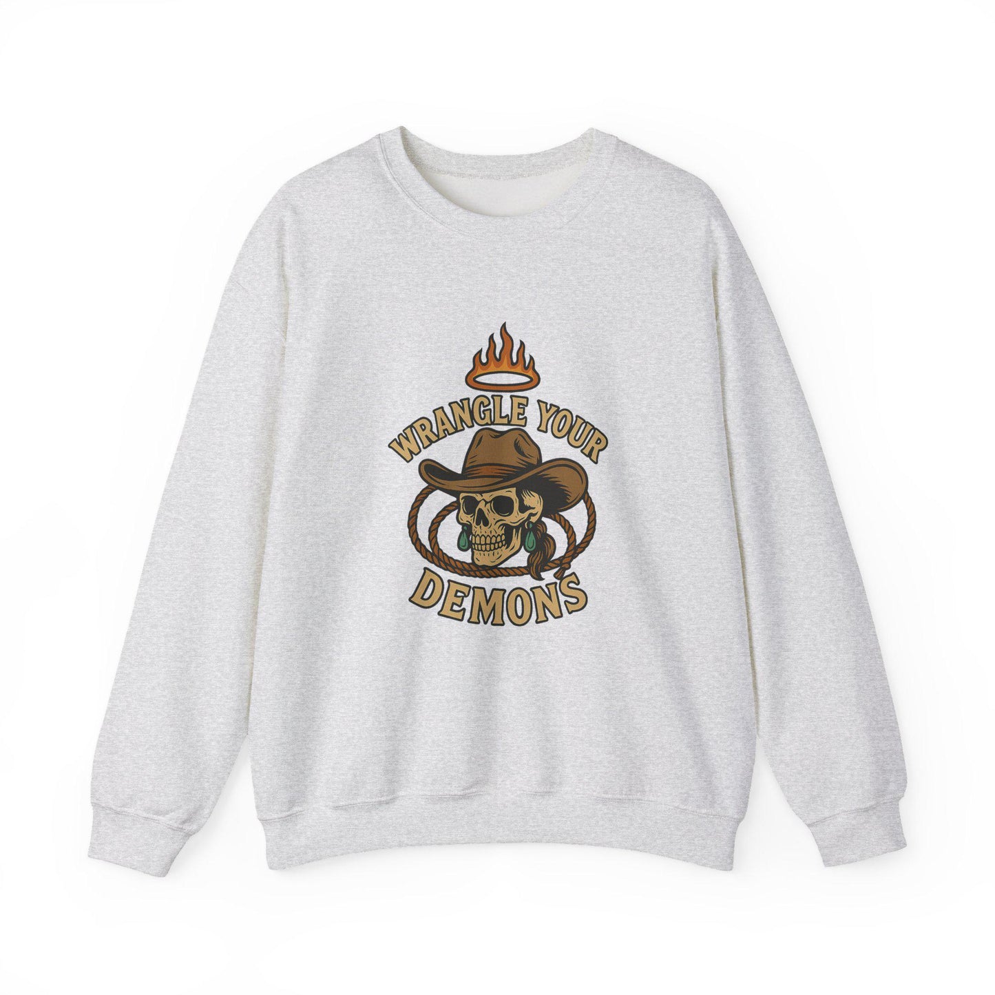 Western "Wrangle your demons" cowgirl skull lasso and turquoise PNG graphic INSTANT digital download for tshirt sublimation or dtf