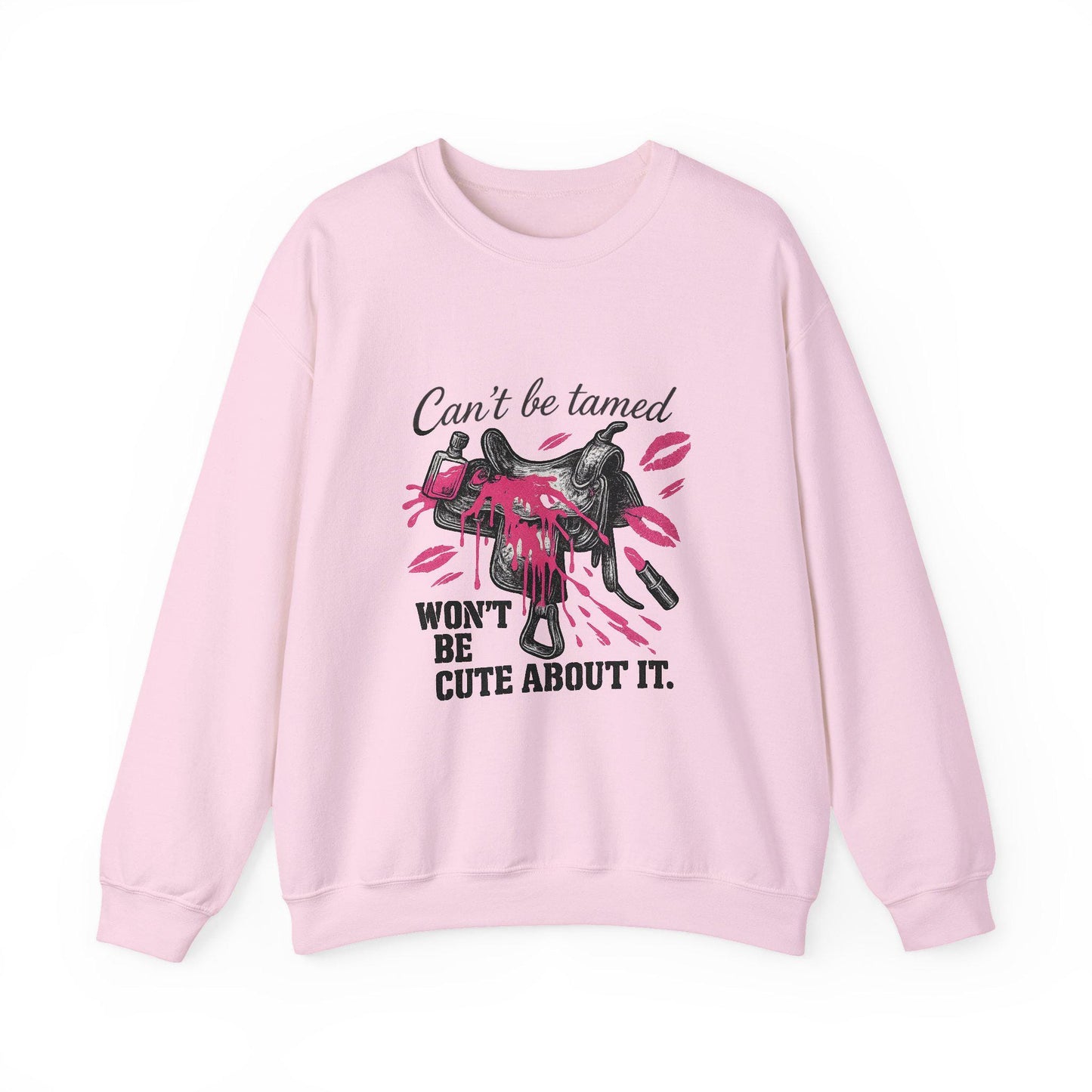 Pink Western "cant be tamed" pink lipstick saddle cowgirl PNG graphic INSTANT digital download for tshirt sublimation or dtf