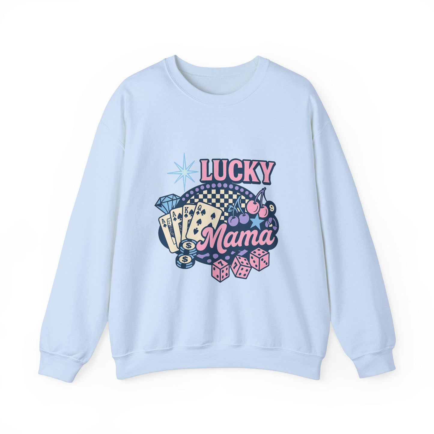Trendy casino cherry "LUCKY MAMA" png graphic digital download for tshirt sublimation or dtf
