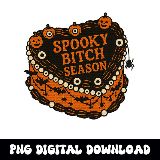 Spooky edgy fall/Halloween spooky season vintage cake PNG graphic INSTANT digital download for tshirt sublimation or dtf