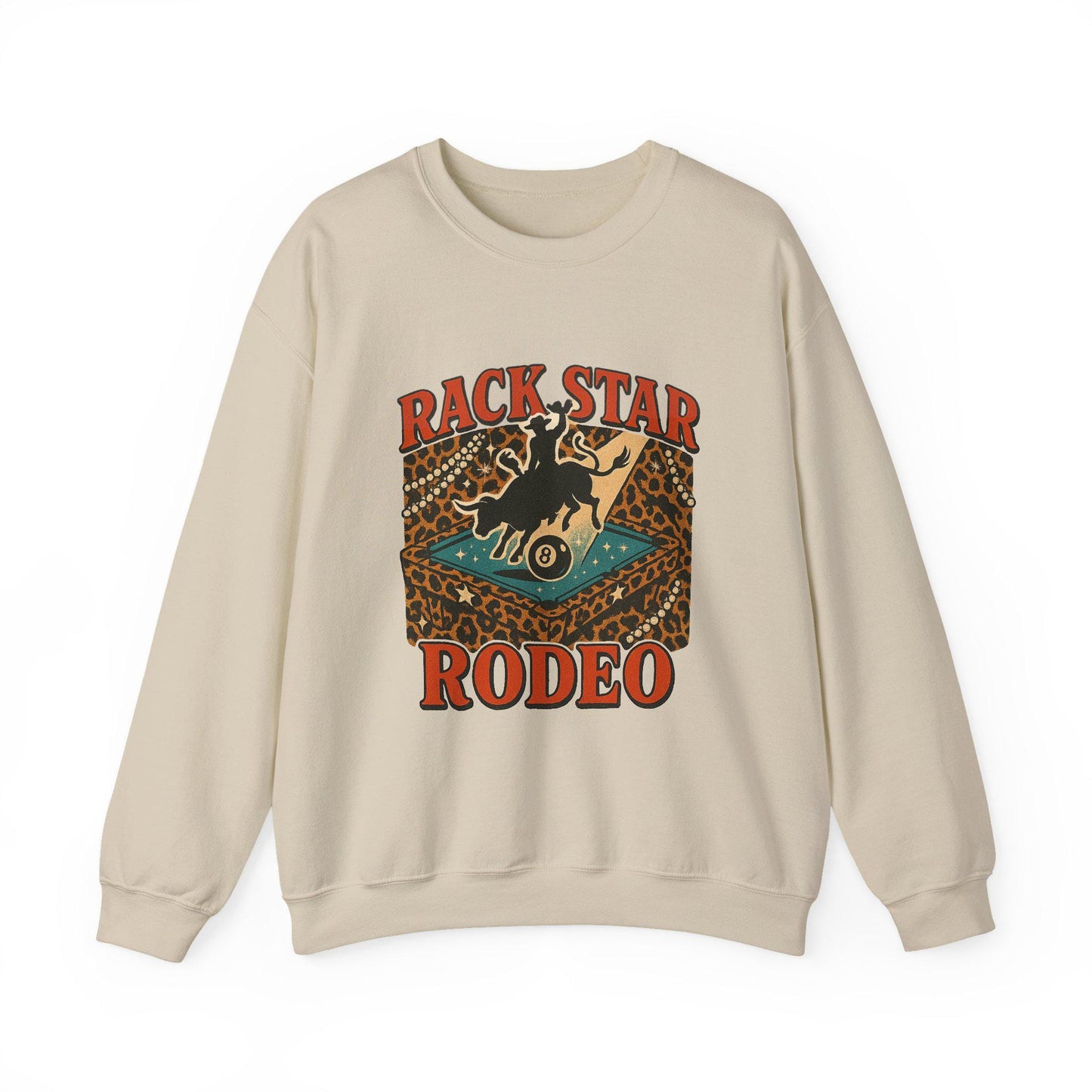 Western pool table cowboy "RACK STAR RODEO" cheetah print png graphic digital download for tshirt sublimation or dtf