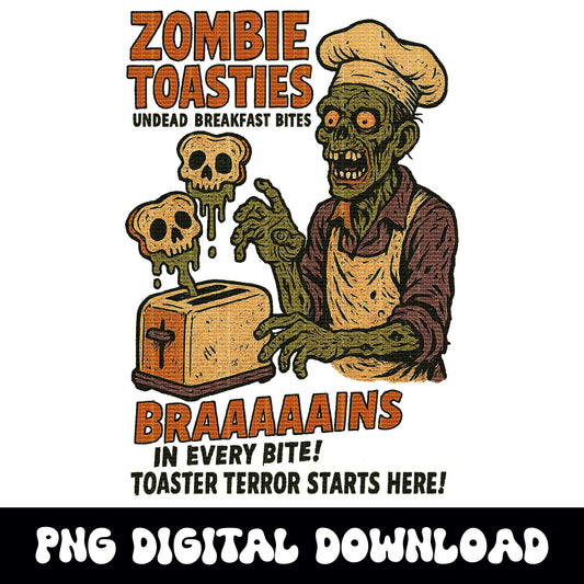 Spooky Vintage Zombie toaster ad halloween PNG graphic digital download for tshirt sublimation or dtf
