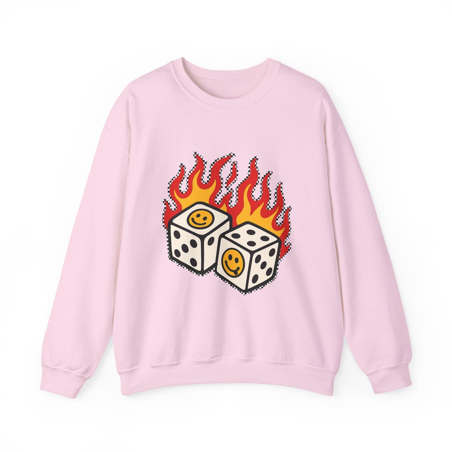 edgy flaming smiley face dice PNG graphic INSTANT digital download for tshirt sublimation or dtf