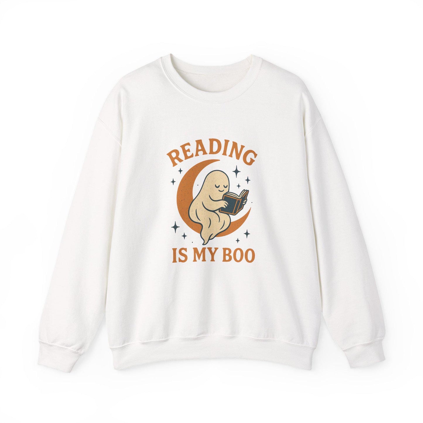 Halloween "reading is my boo" ghost moon PNG graphic INSTANT digital download for tshirt sublimation or dtf