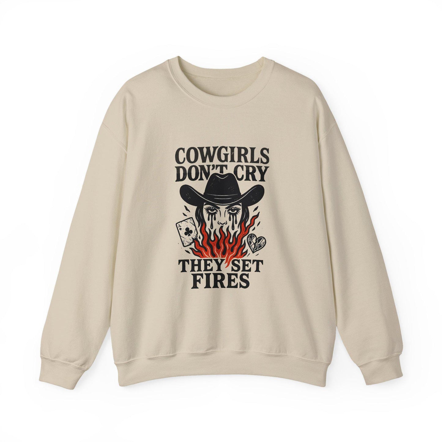 Western "cowgirls dont cry, they set fires" flaming cowgirl cards PNG graphic INSTANT digital download for tshirt sublimation or dtf