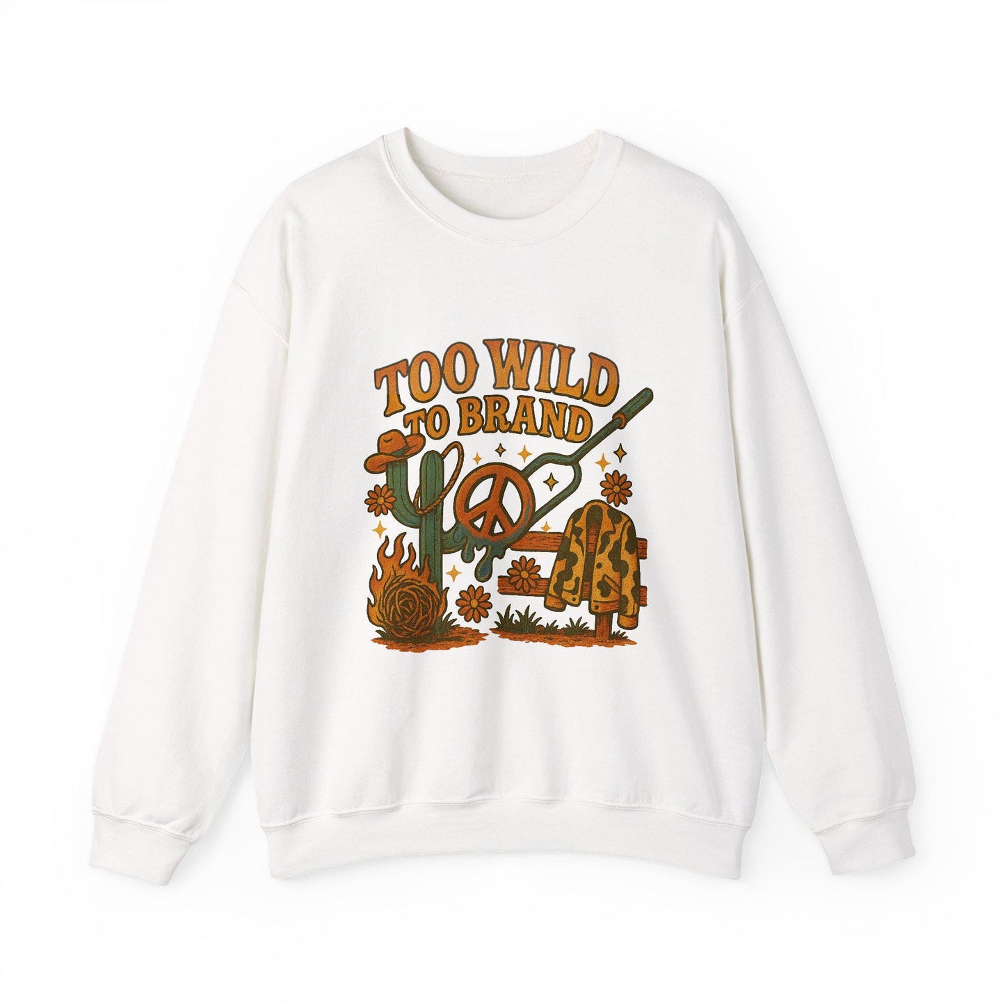 Groovy Western hippie cowgirl "too wild to brand" png graphic digital download for tshirt sublimation or dtf