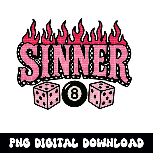 Edgy yallternative 8ball dice "sinner" PNG graphic INSTANT digital download for tshirt sublimation or dtf