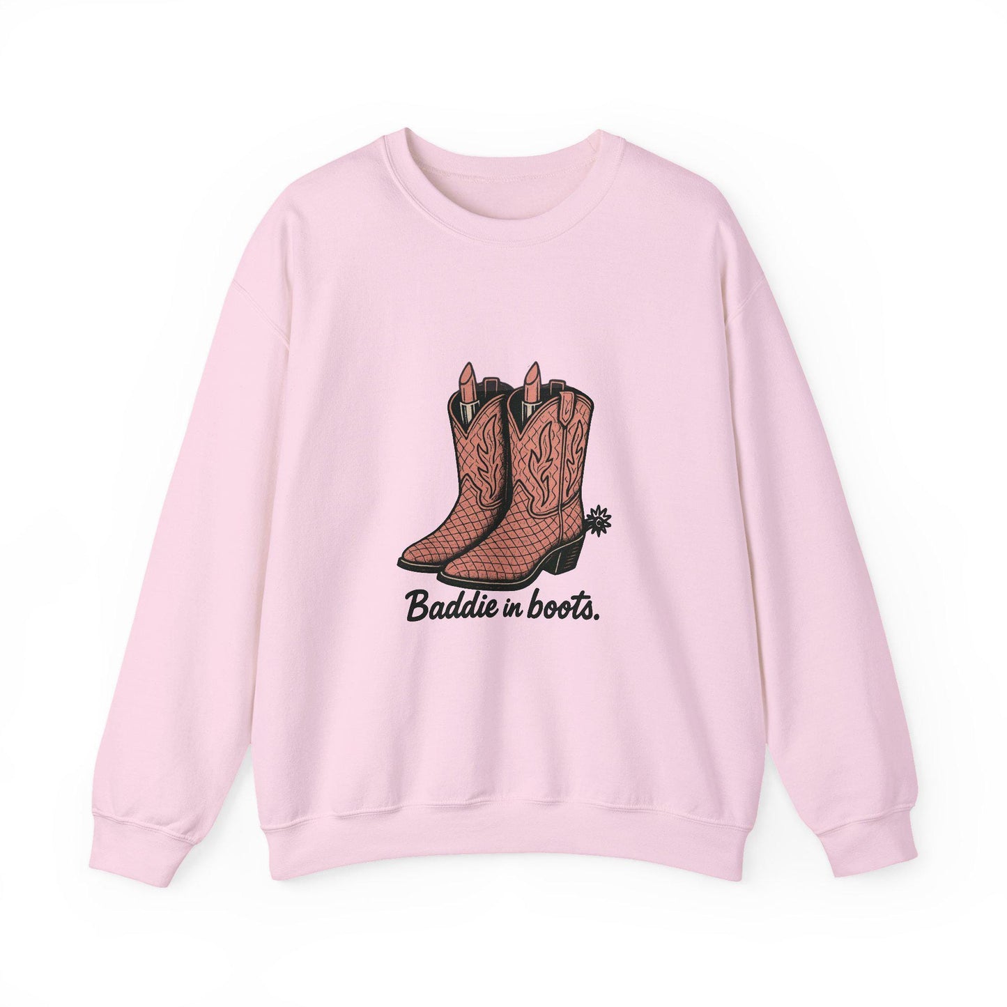 Western "Baddie in boots" pink snake skin boots spur lipstick PNG graphic INSTANT digital download for tshirt sublimation or dtf