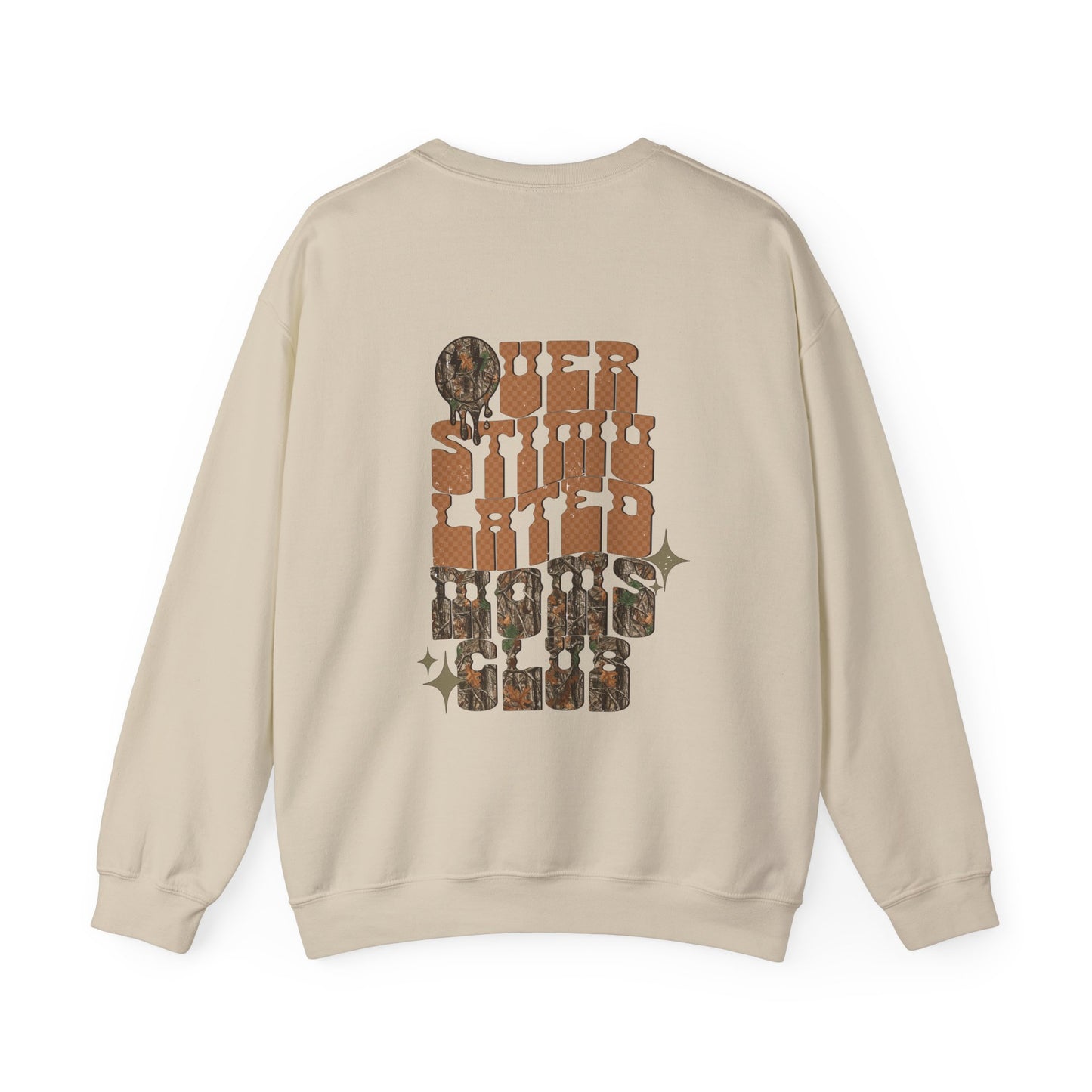 Crewneck Sweatshirt — 'Over Stimulated Mom's Club' Retro Drip Design