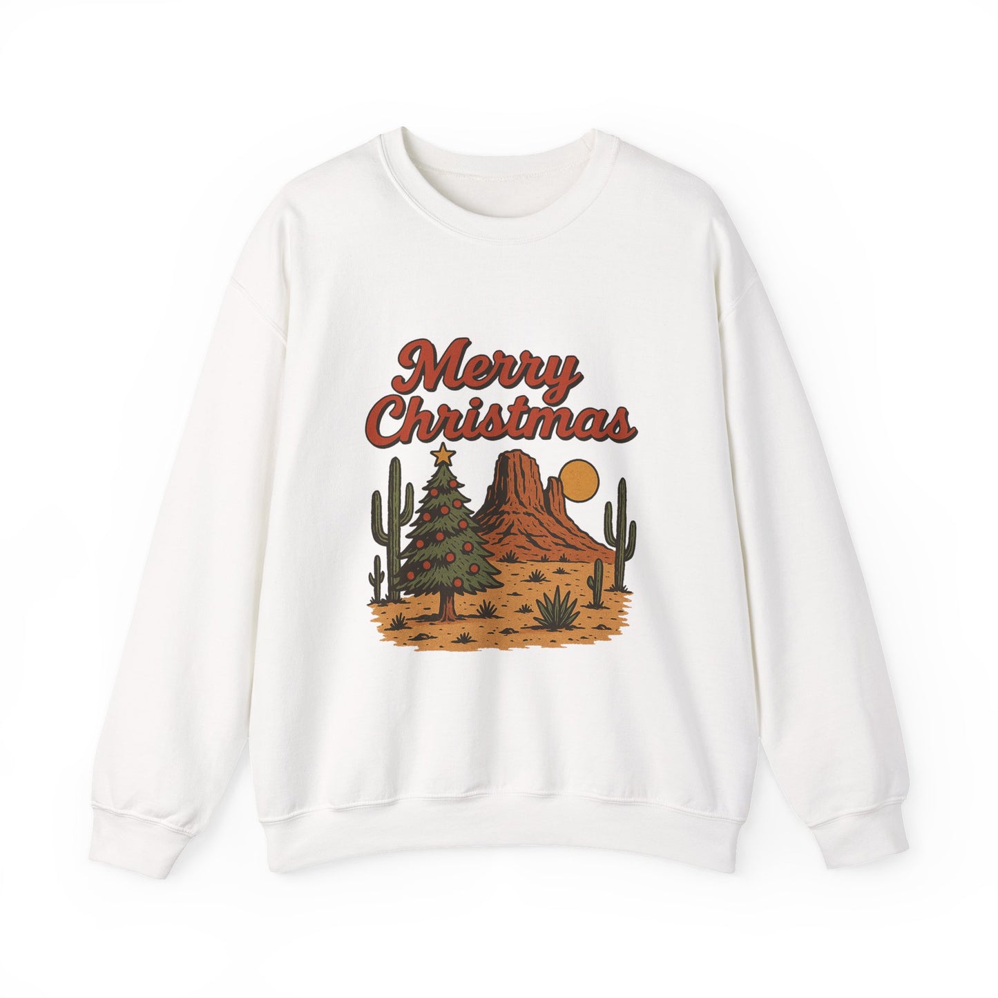 Western Merry Christmas PNG | Desert Cactus Holiday Graphic | Retro Country Christmas Tree Design | Rustic Cowboy Christmas Sublimation