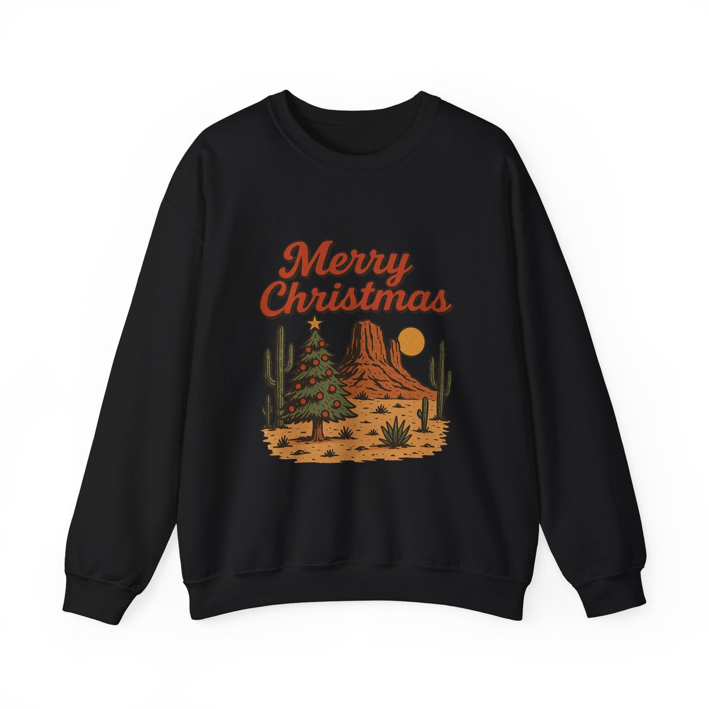 Western Merry Christmas PNG | Desert Cactus Holiday Graphic | Retro Country Christmas Tree Design | Rustic Cowboy Christmas Sublimation