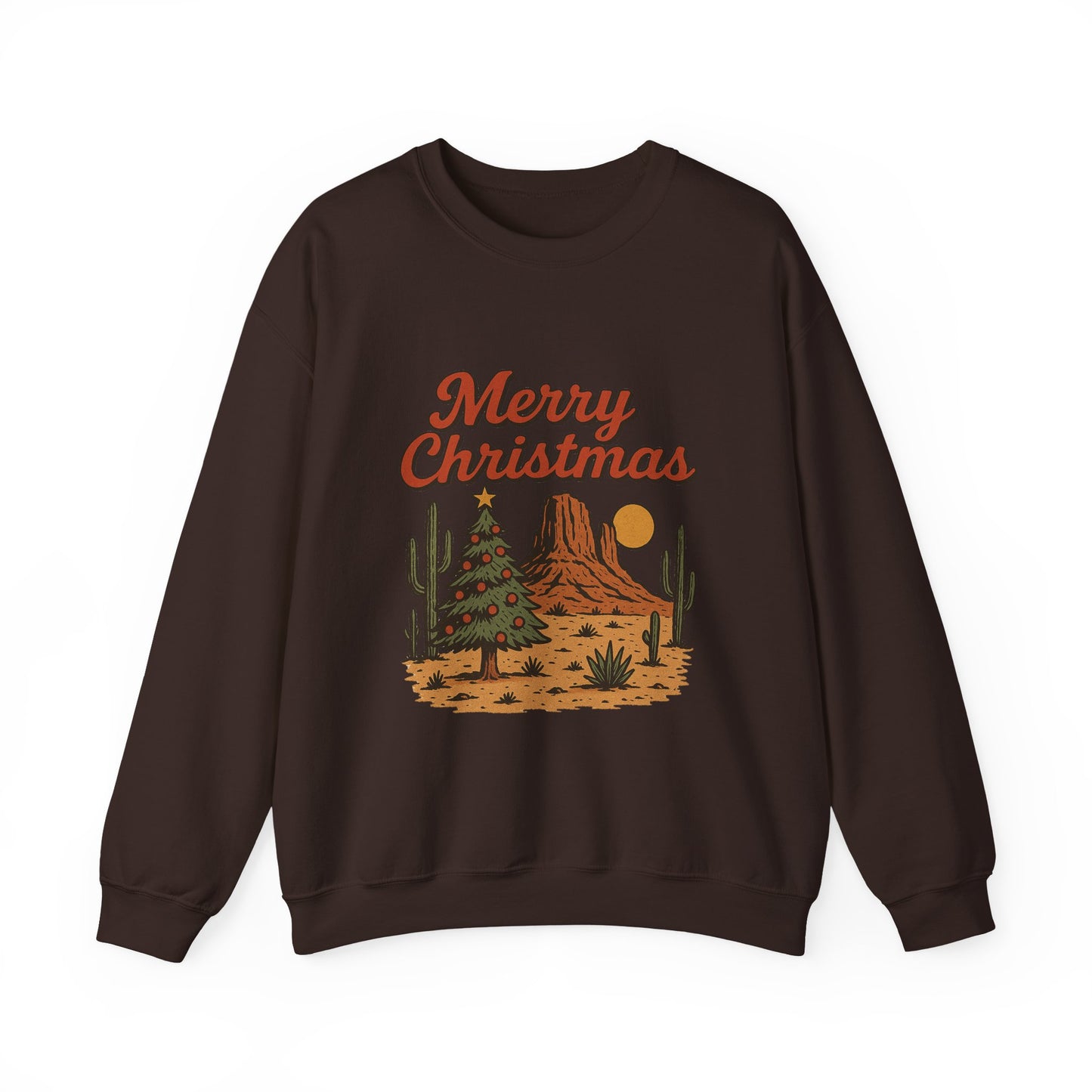 Western Merry Christmas PNG | Desert Cactus Holiday Graphic | Retro Country Christmas Tree Design | Rustic Cowboy Christmas Sublimation