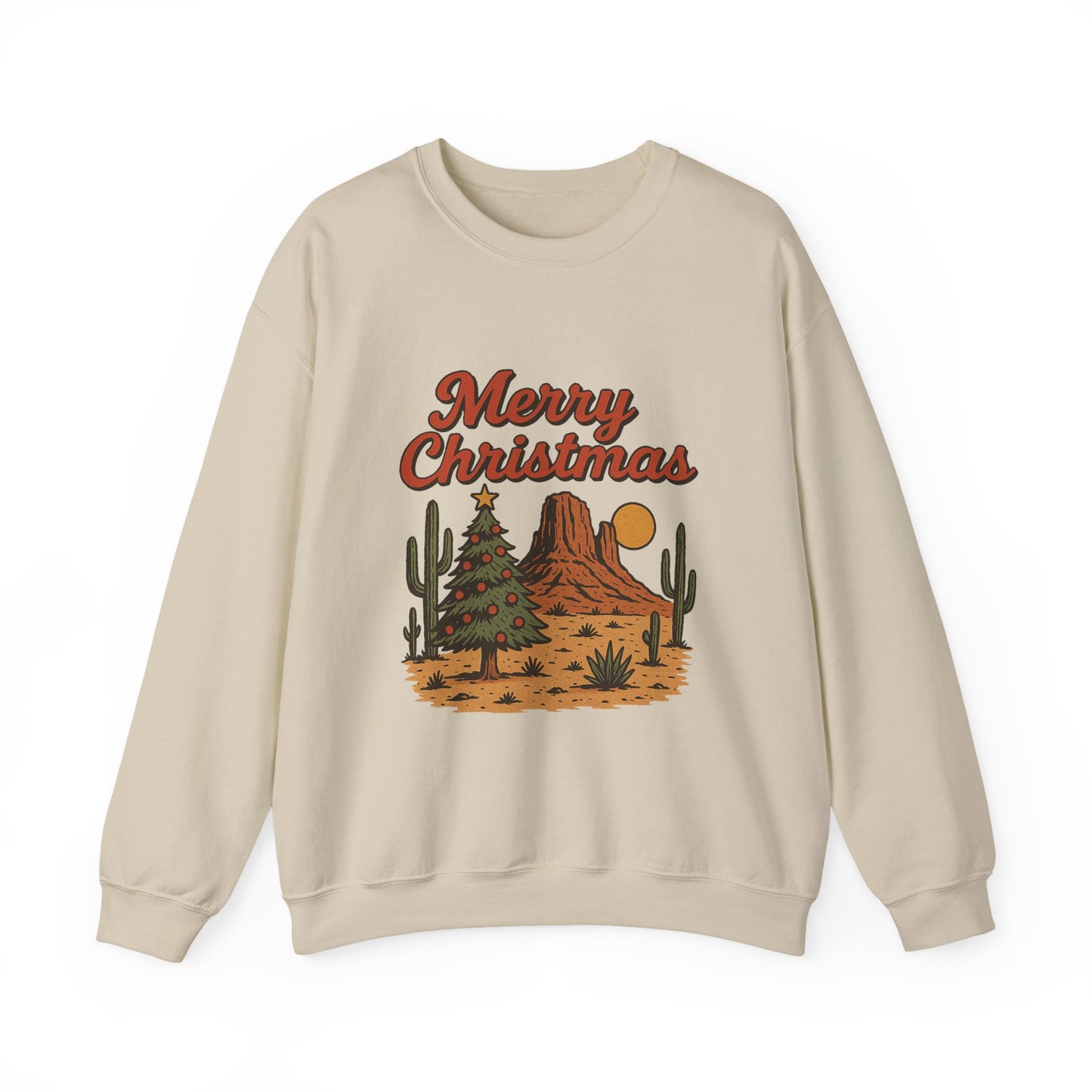 Western Merry Christmas PNG | Desert Cactus Holiday Graphic | Retro Country Christmas Tree Design | Rustic Cowboy Christmas Sublimation