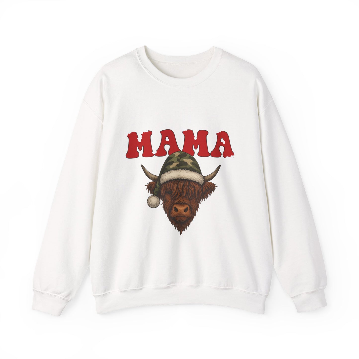 MAMA Christmas Highland Cow PNG | Camo Christmas Mama retro Font | Western Christmas Mom Life PNG | Cow Sublimation Design