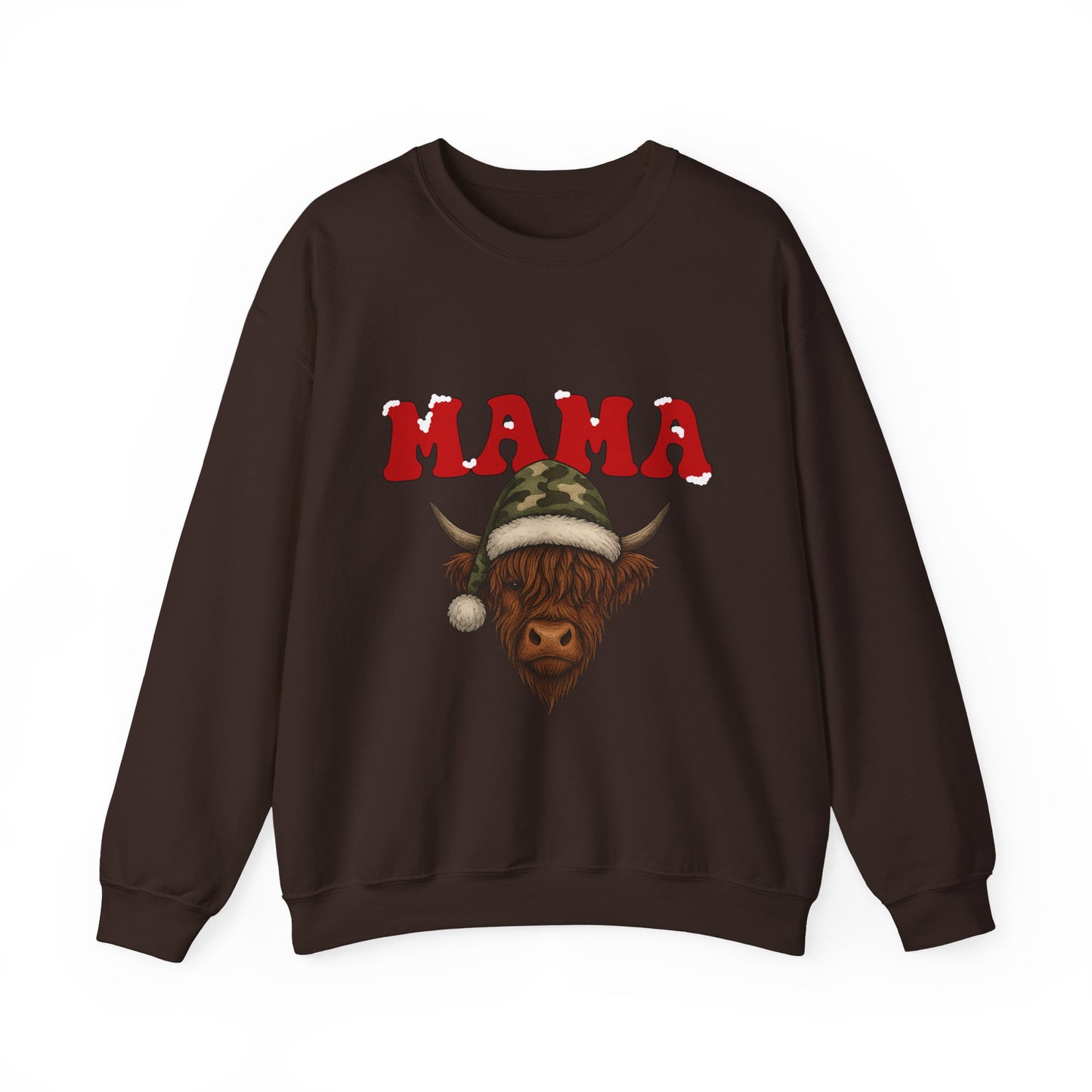 MAMA Christmas Highland Cow PNG | Camo Christmas Mama retro Font | Western Christmas Mom Life PNG | Cow Sublimation Design