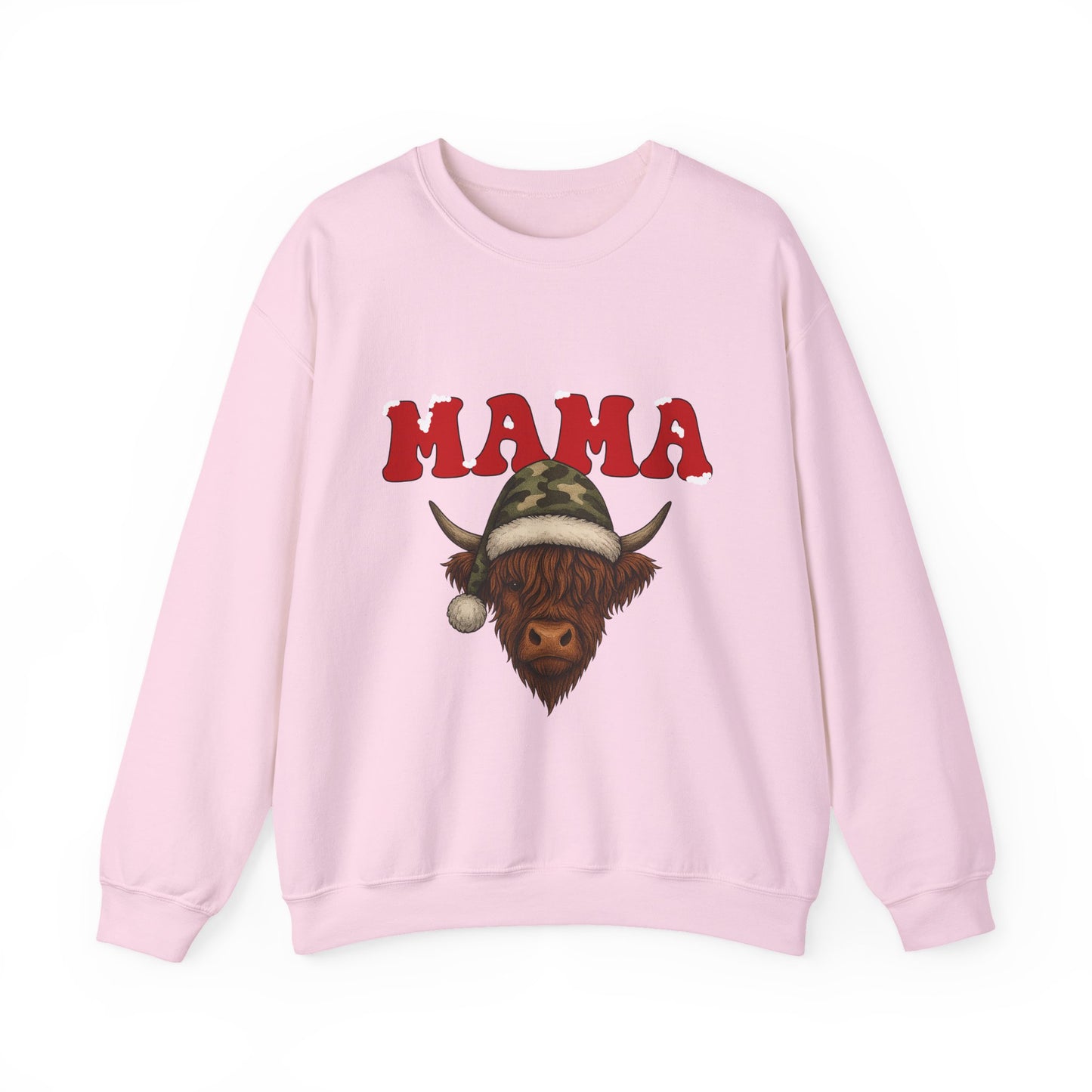MAMA Christmas Highland Cow PNG | Camo Christmas Mama retro Font | Western Christmas Mom Life PNG | Cow Sublimation Design
