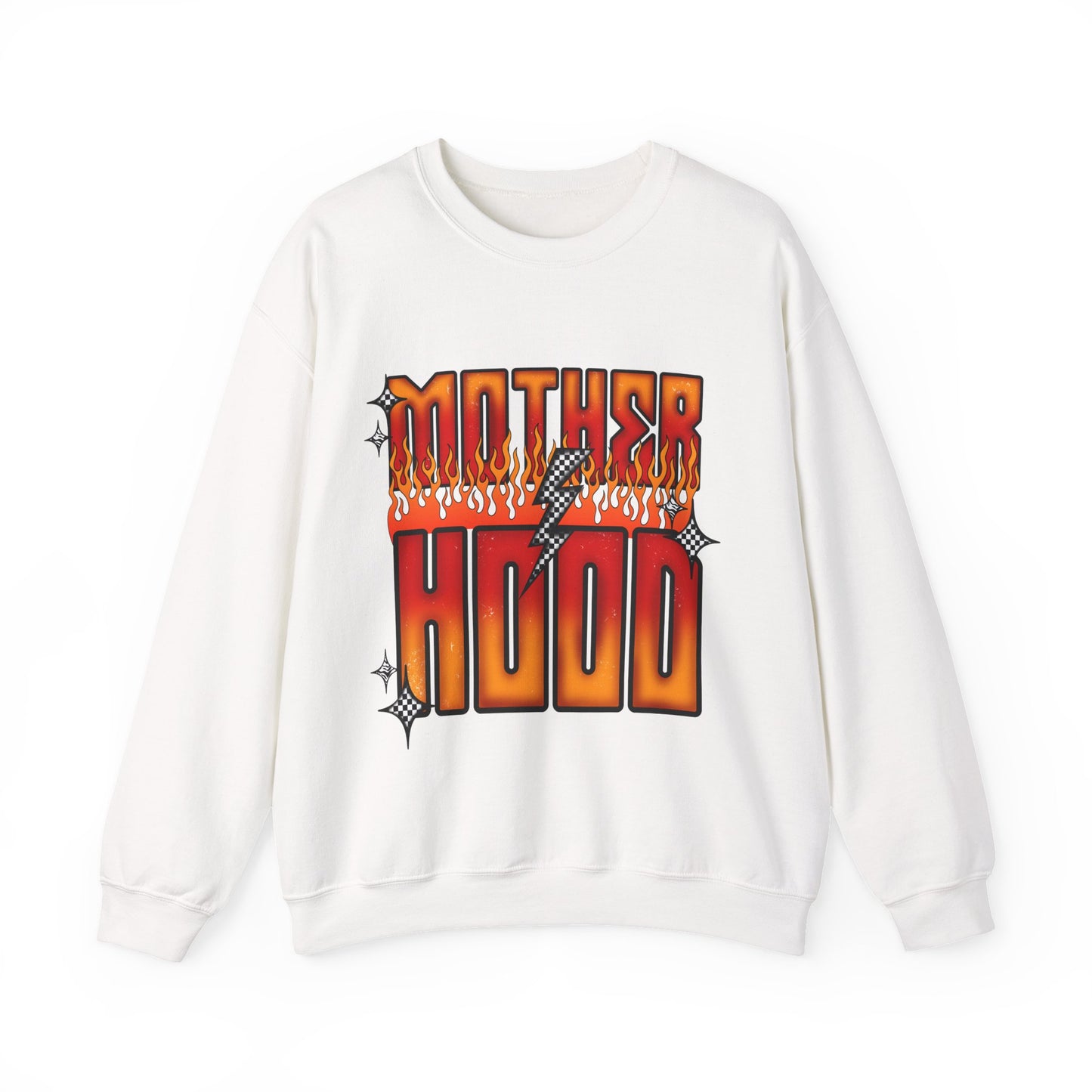 Mother Hood Crewneck Sweatshirt — Retro Flame Graphic