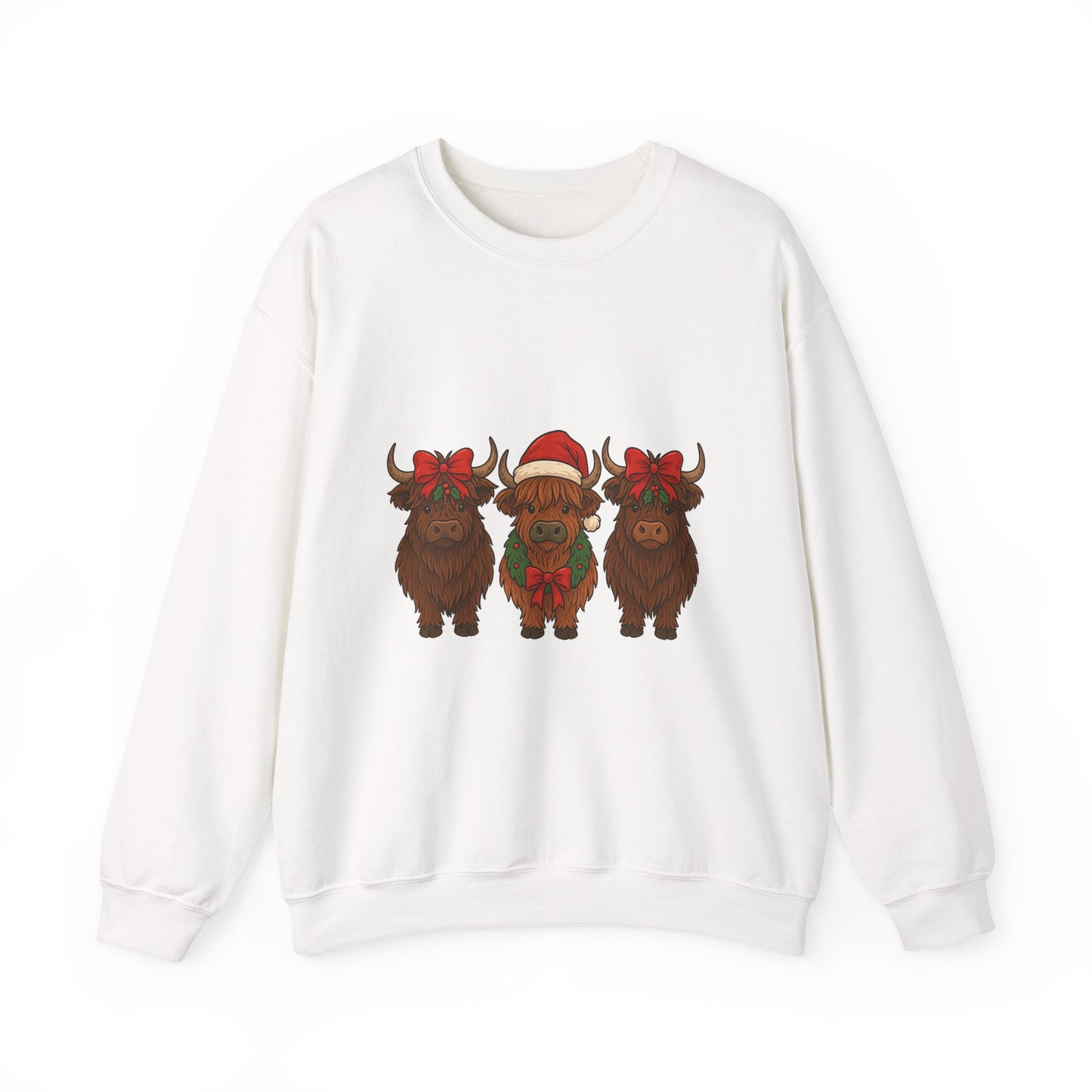 Christmas Highland Cow trio PNG | Cute Farm Cow Christmas Shirt Design | Festive Santa Hat Cows Sublimation | Holiday Farm Animal Clipart