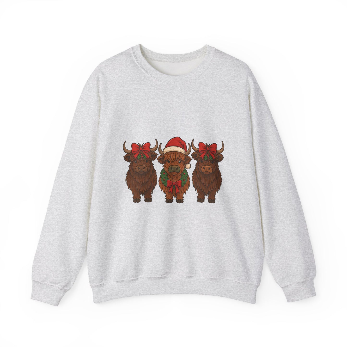 Christmas Highland Cow trio PNG | Cute Farm Cow Christmas Shirt Design | Festive Santa Hat Cows Sublimation | Holiday Farm Animal Clipart