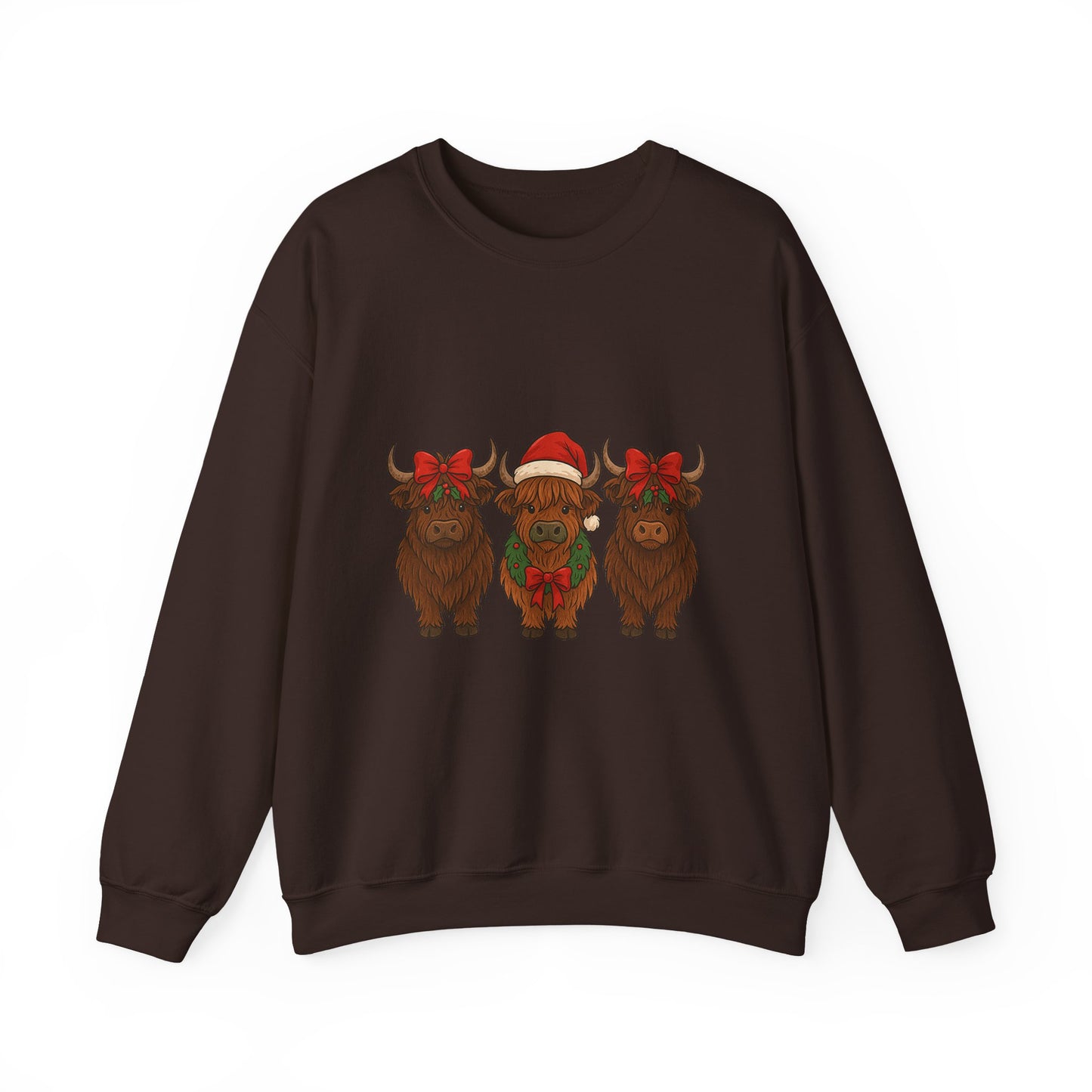 Christmas Highland Cow trio PNG | Cute Farm Cow Christmas Shirt Design | Festive Santa Hat Cows Sublimation | Holiday Farm Animal Clipart