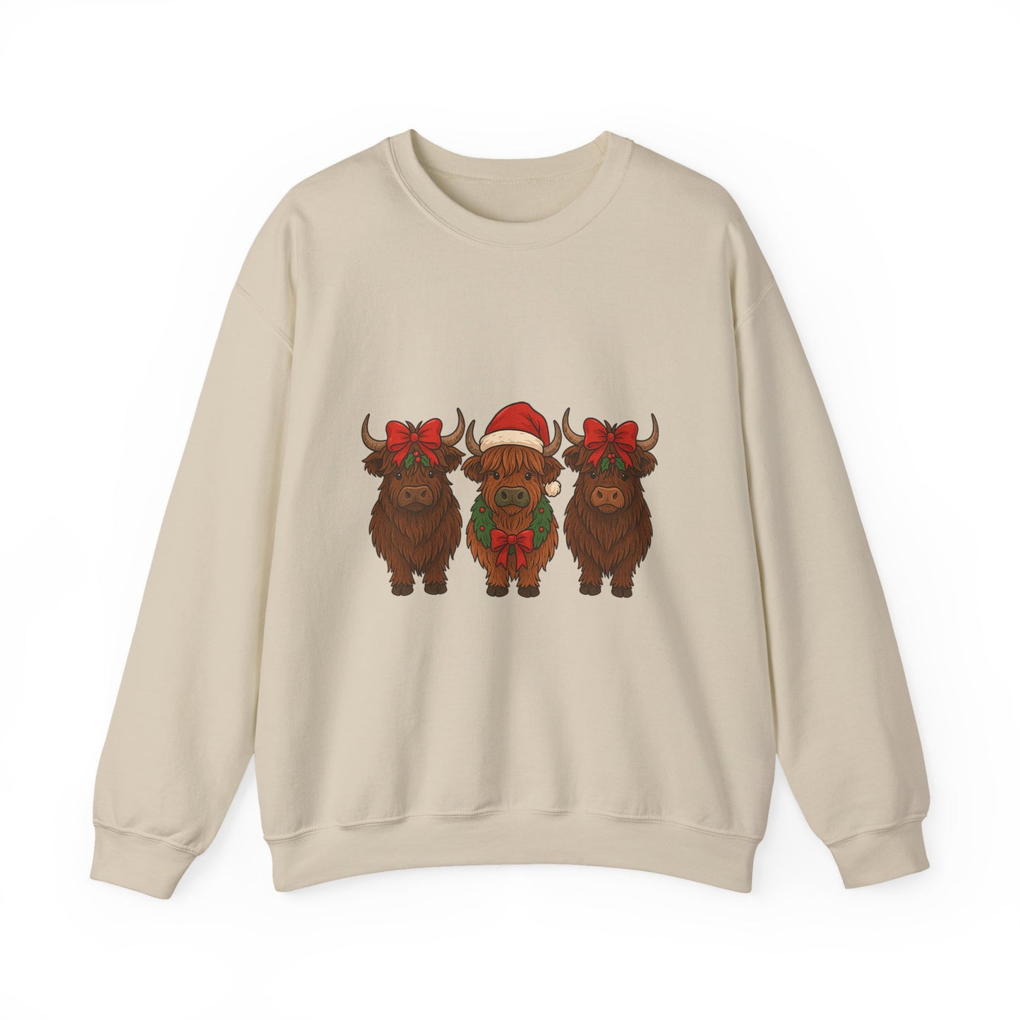 Christmas Highland Cow trio PNG | Cute Farm Cow Christmas Shirt Design | Festive Santa Hat Cows Sublimation | Holiday Farm Animal Clipart