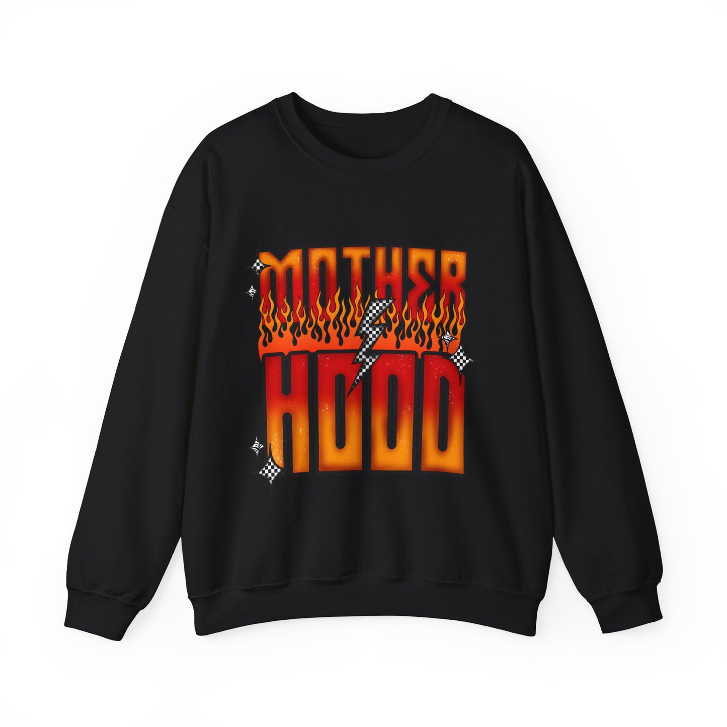 Mother Hood Crewneck Sweatshirt — Retro Flame Graphic