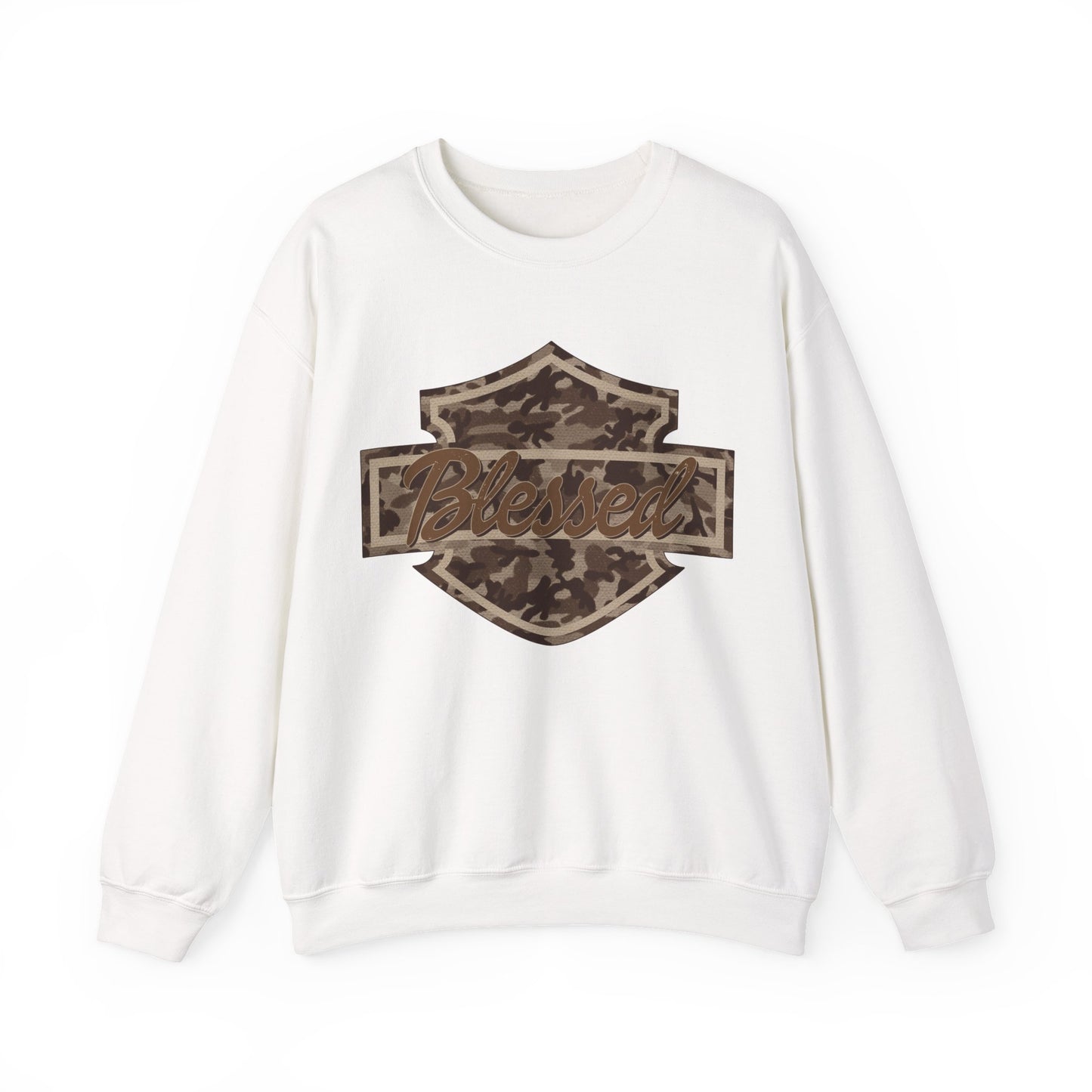 Blessed Camo Crewneck Sweatshirt — Patriotic Patch Design