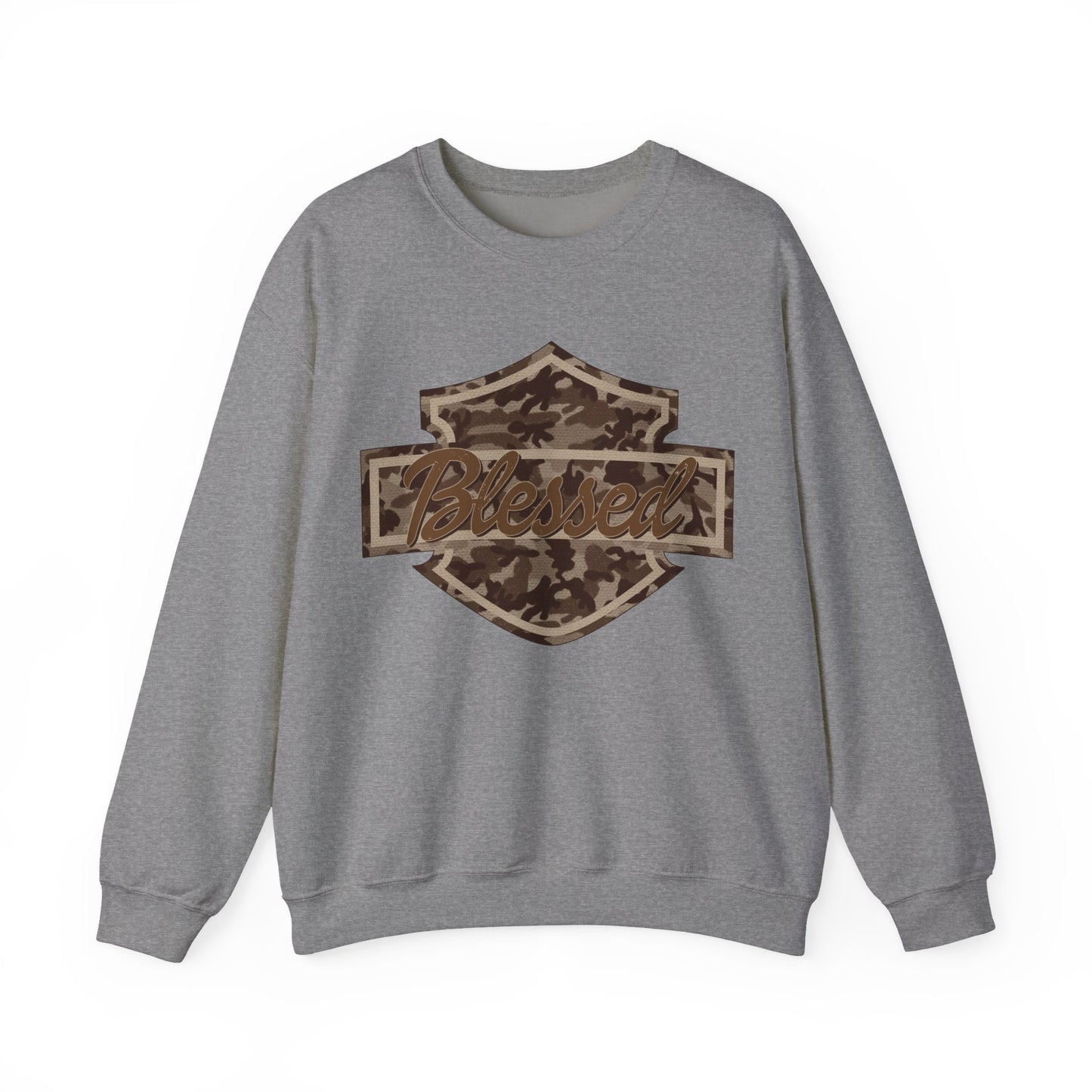 Blessed Camo Crewneck Sweatshirt — Patriotic Patch Design