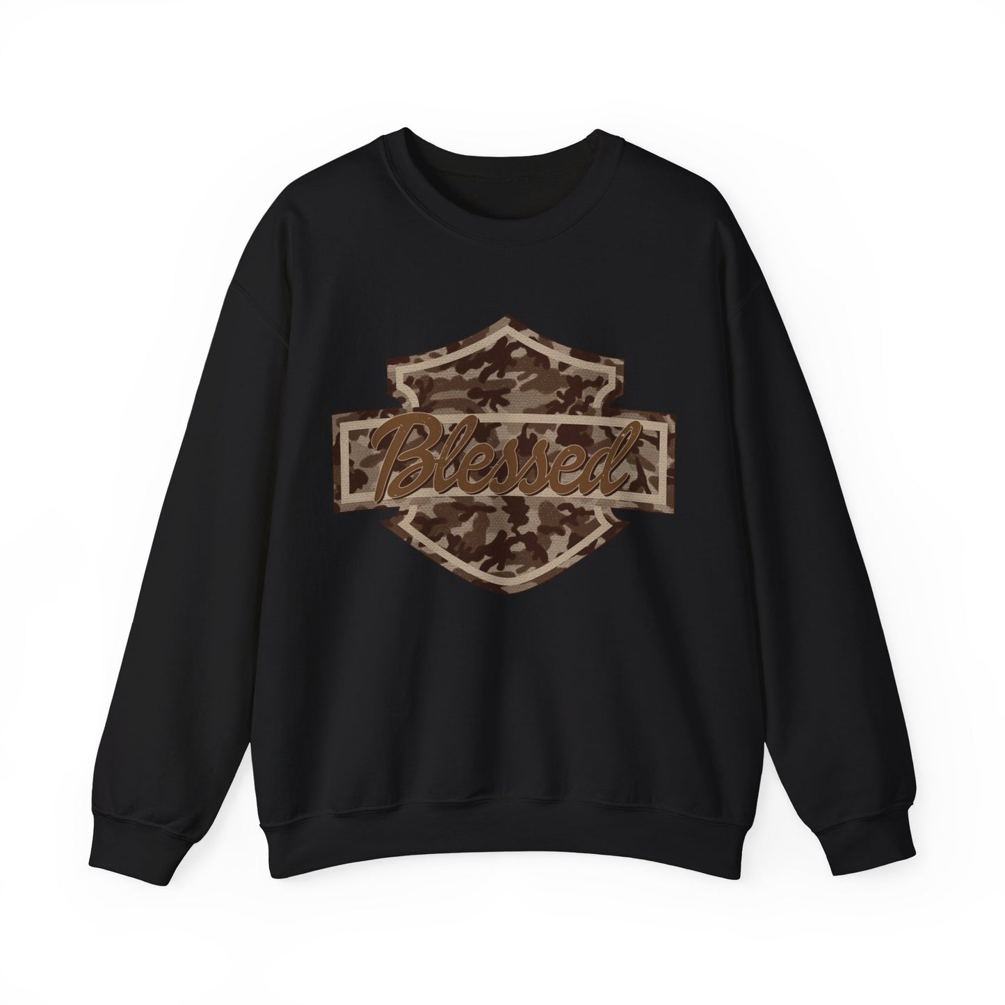 Blessed Camo Crewneck Sweatshirt — Patriotic Patch Design