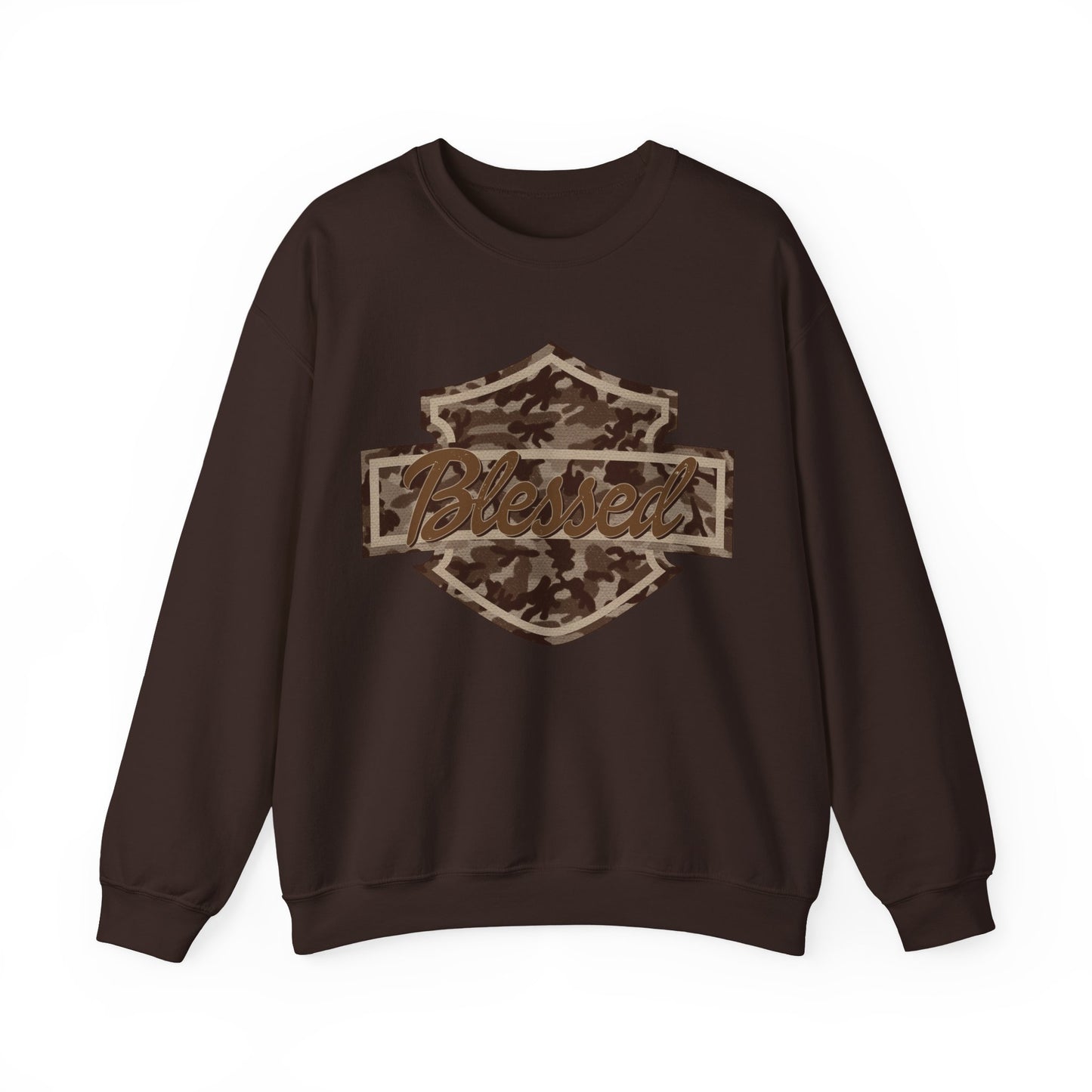 Blessed Camo Crewneck Sweatshirt — Patriotic Patch Design