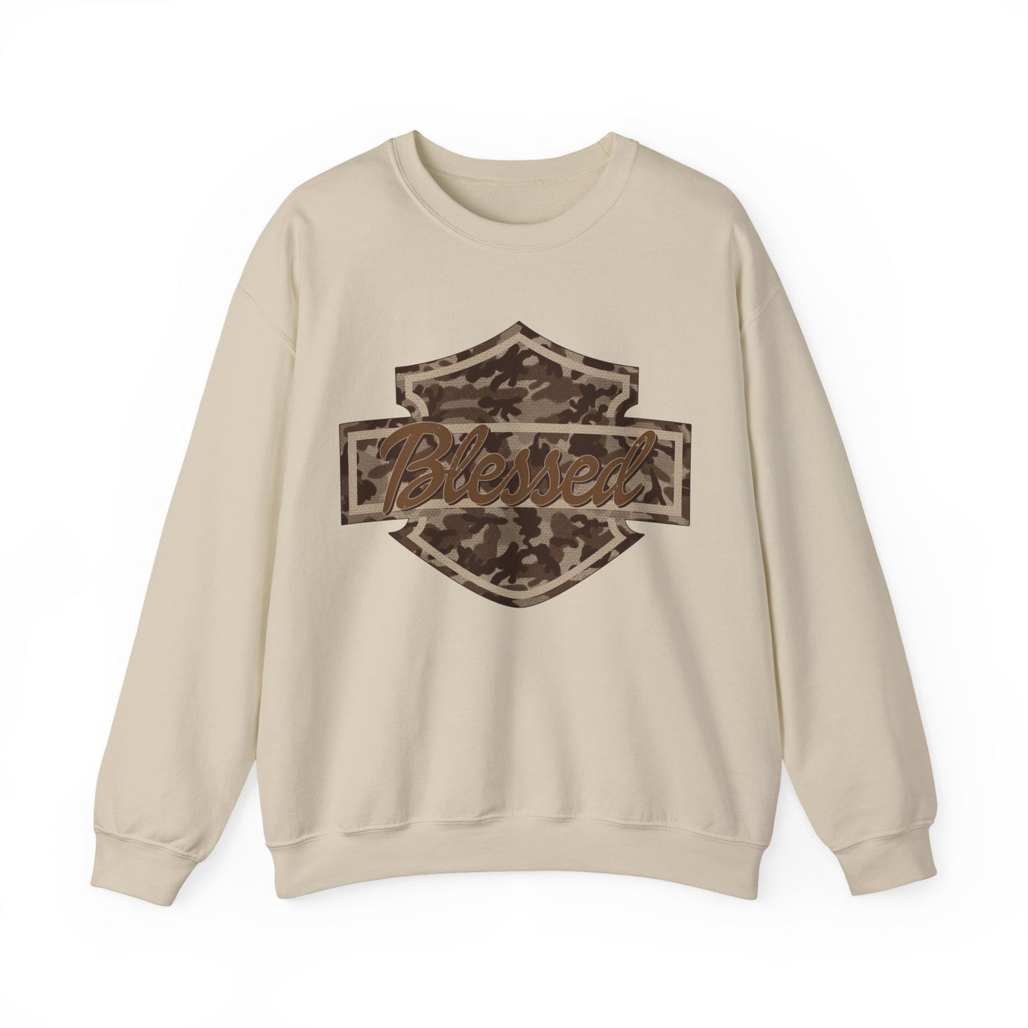 Blessed Camo Crewneck Sweatshirt — Patriotic Patch Design