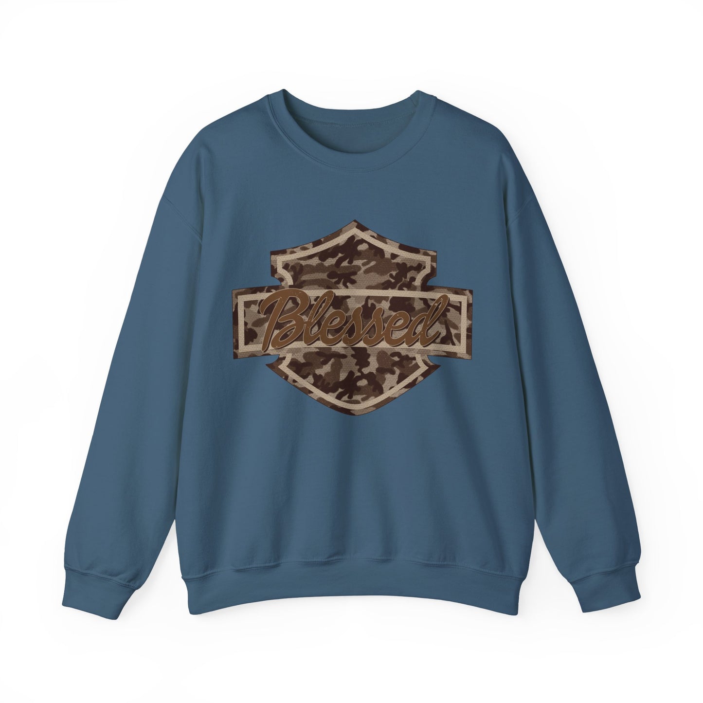 Blessed Camo Crewneck Sweatshirt — Patriotic Patch Design