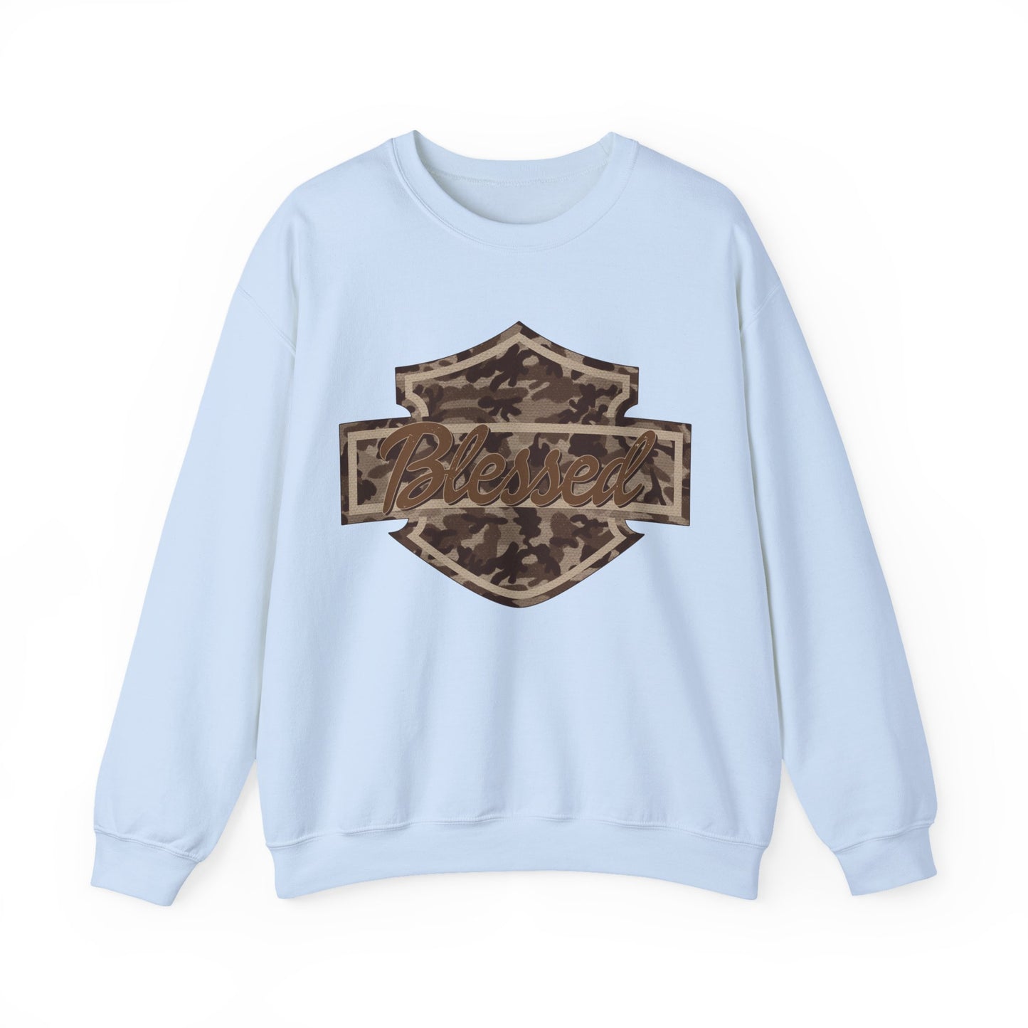 Blessed Camo Crewneck Sweatshirt — Patriotic Patch Design