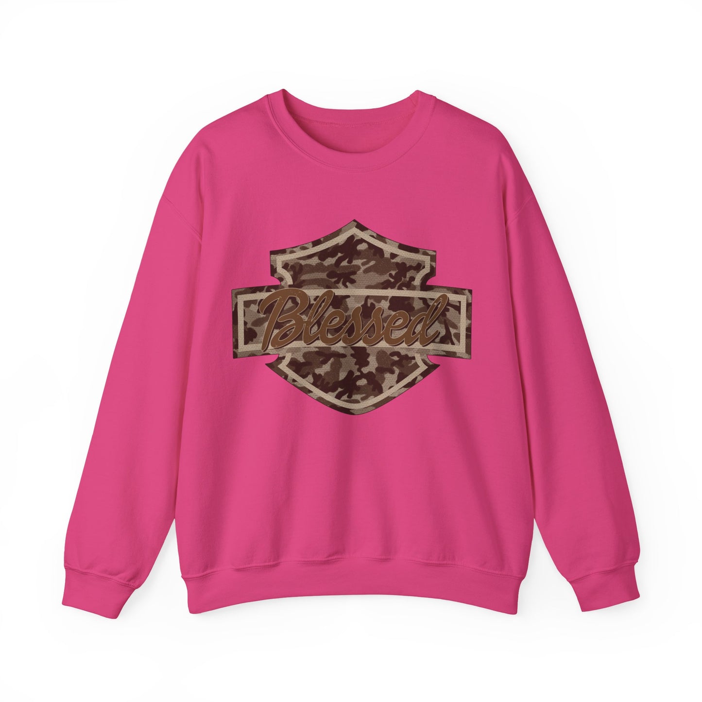 Blessed Camo Crewneck Sweatshirt — Patriotic Patch Design
