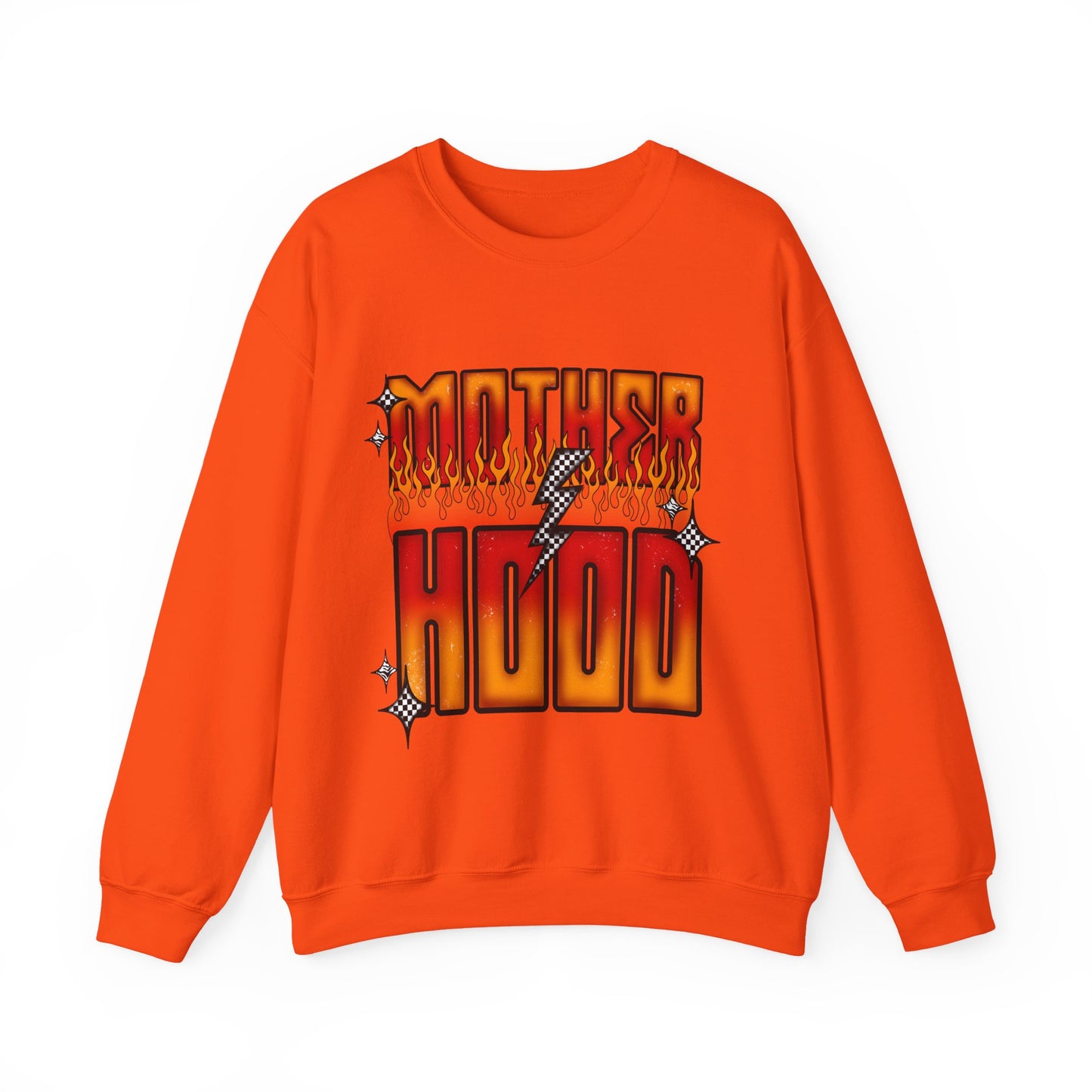 Mother Hood Crewneck Sweatshirt — Retro Flame Graphic