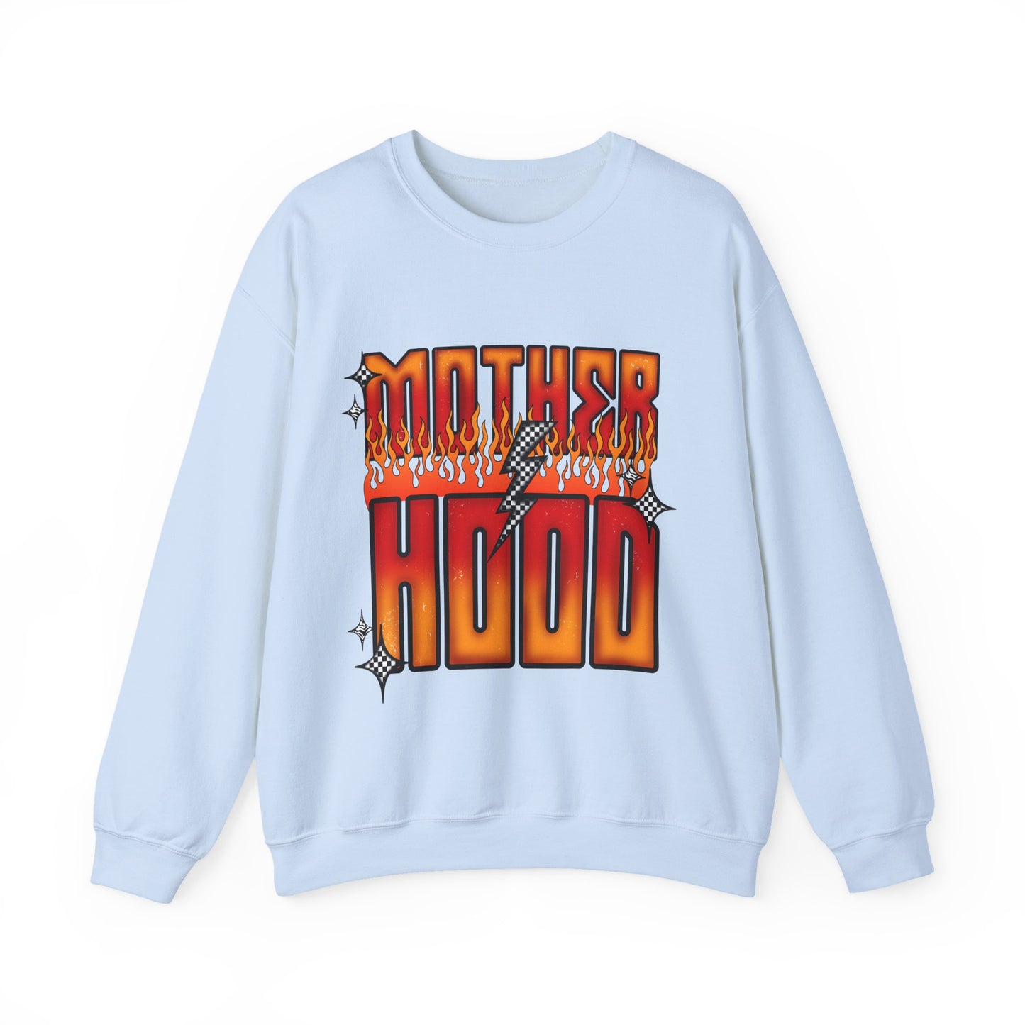 Mother Hood Crewneck Sweatshirt — Retro Flame Graphic