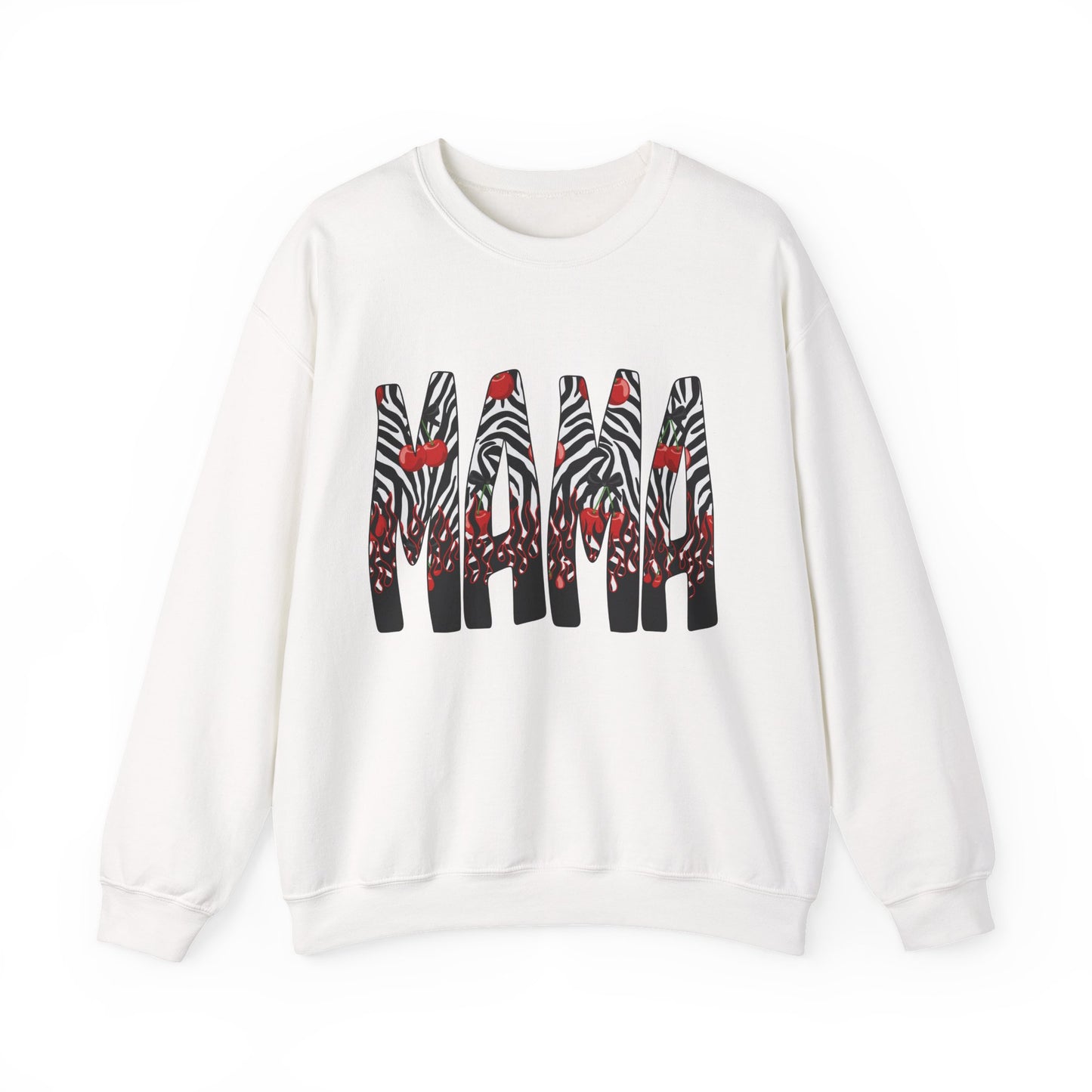 Mama Zebra Print Crewneck Sweatshirt — Bold Animal Print Mom Sweater