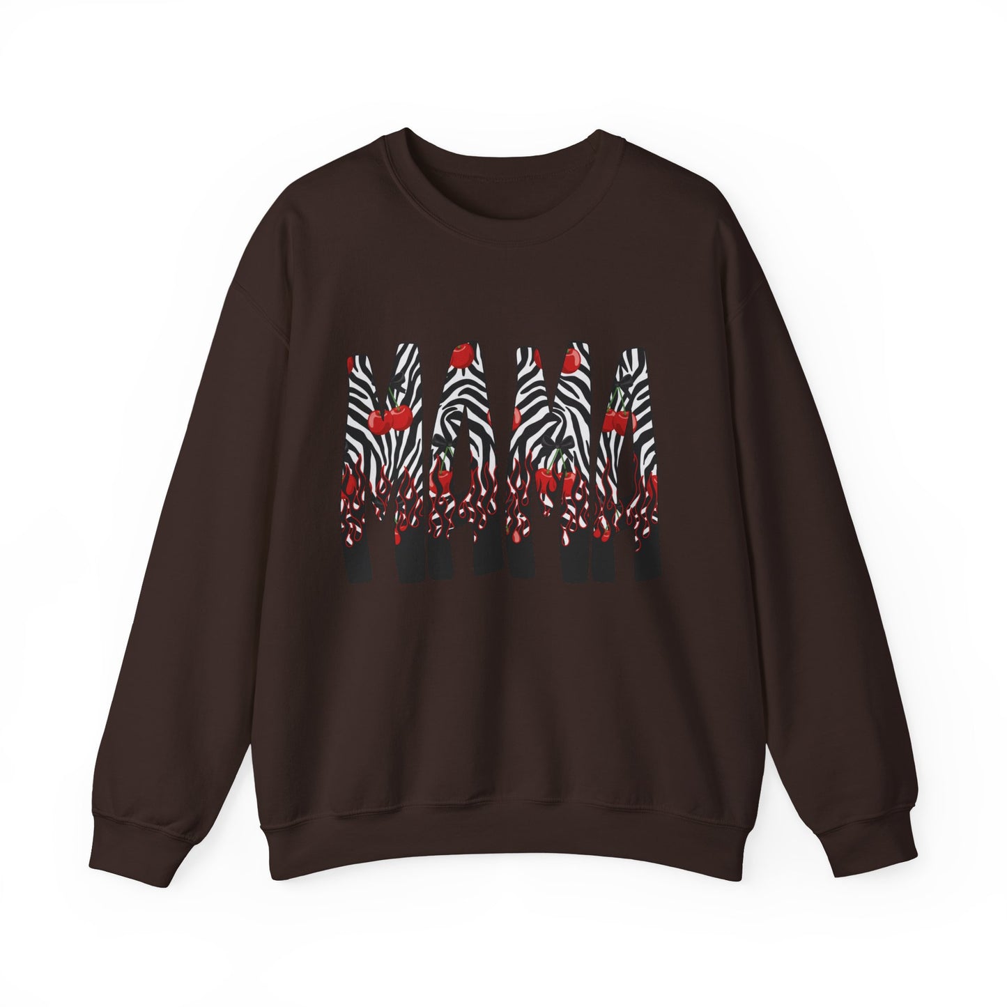 Mama Zebra Print Crewneck Sweatshirt — Bold Animal Print Mom Sweater