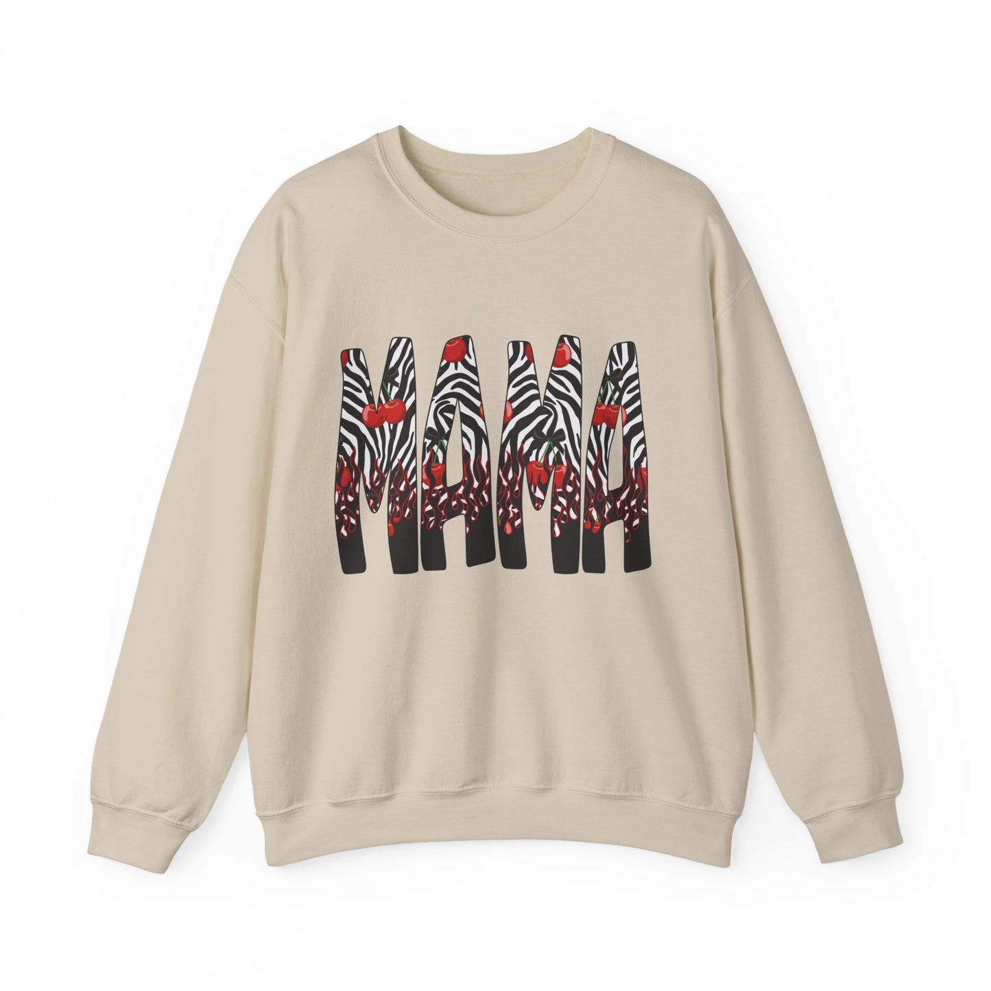 Mama Zebra Print Crewneck Sweatshirt — Bold Animal Print Mom Sweater