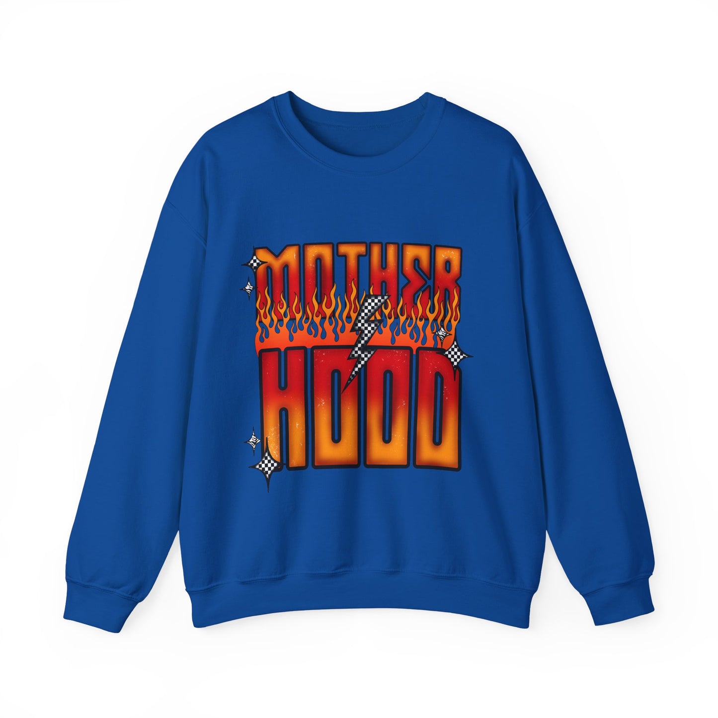 Mother Hood Crewneck Sweatshirt — Retro Flame Graphic
