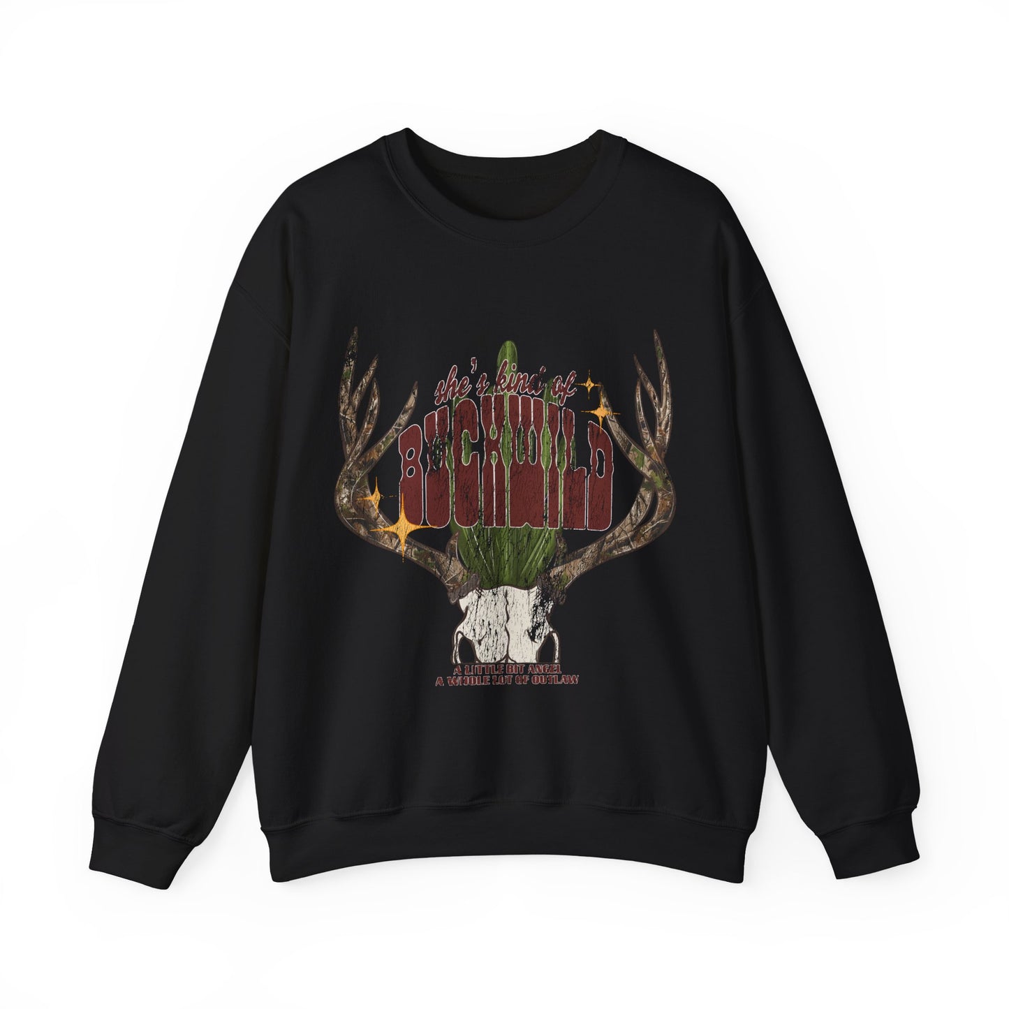 Deer Antler Desert Scene "She Kinda Buckwild" Crewneck Sweatshirt