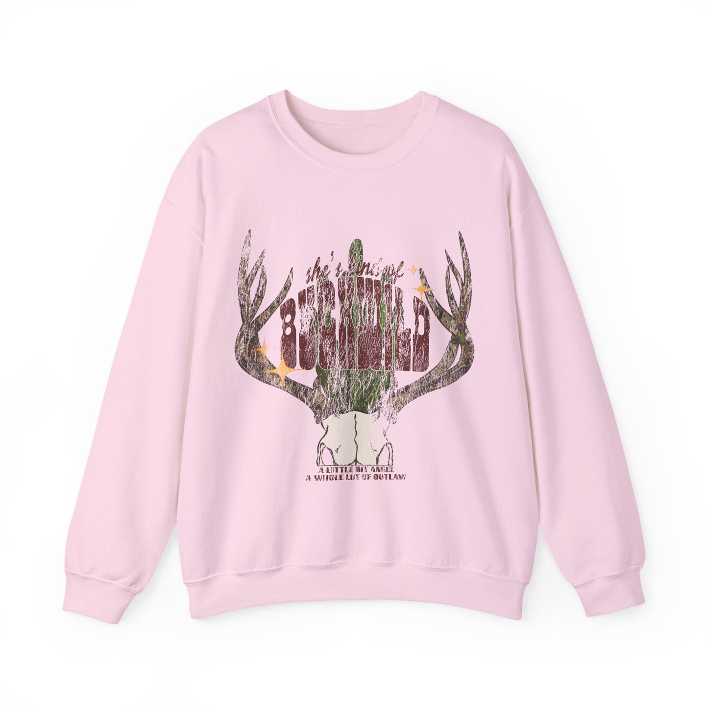 Deer Antler Desert Scene "She Kinda Buckwild" Crewneck Sweatshirt